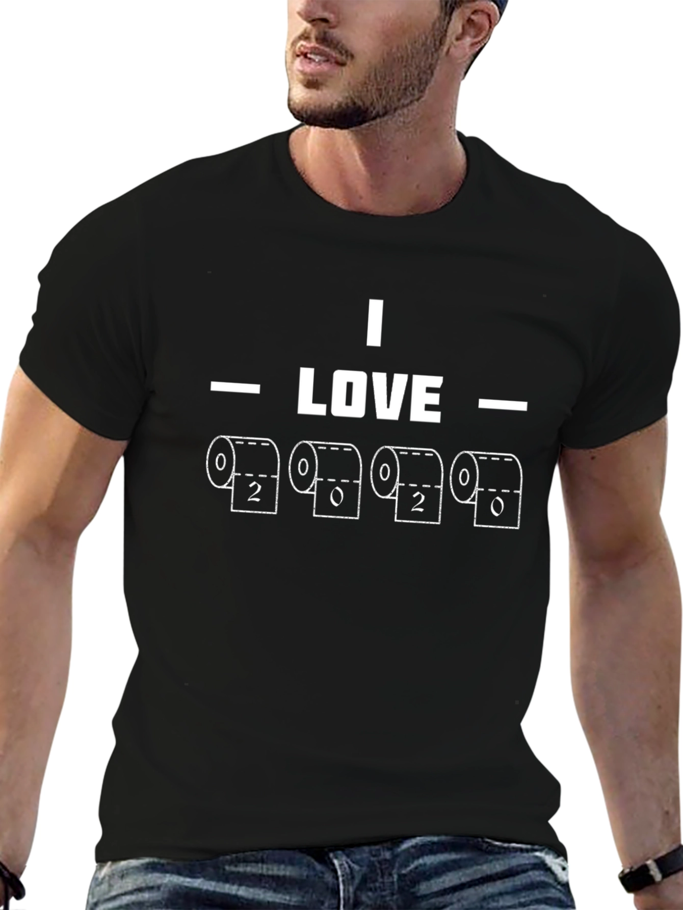 Black I Love 2020 Toilet Paper T-Shirt - Novelty Graphic Tee view 6
