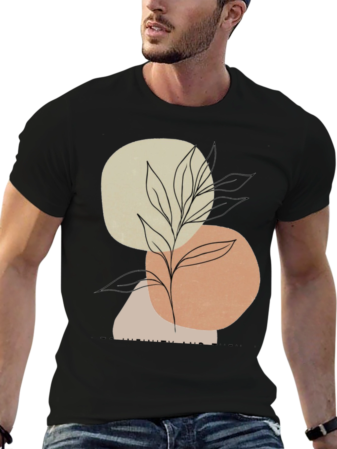 Black Abstract Art Plant Graphic Men's T-Shirt view 6