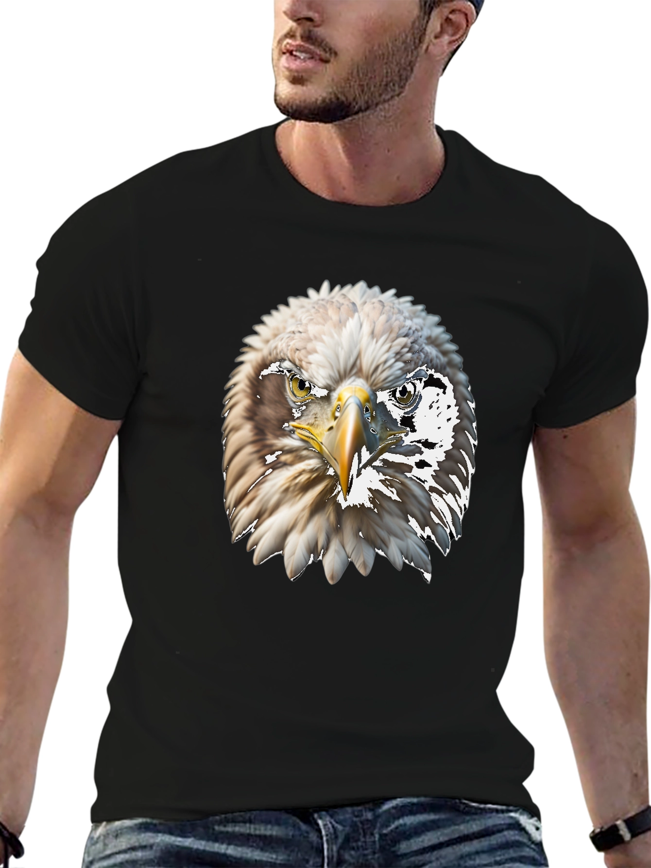 Black Eagle Graphic Tee - Bold Bird of Prey Design view 6