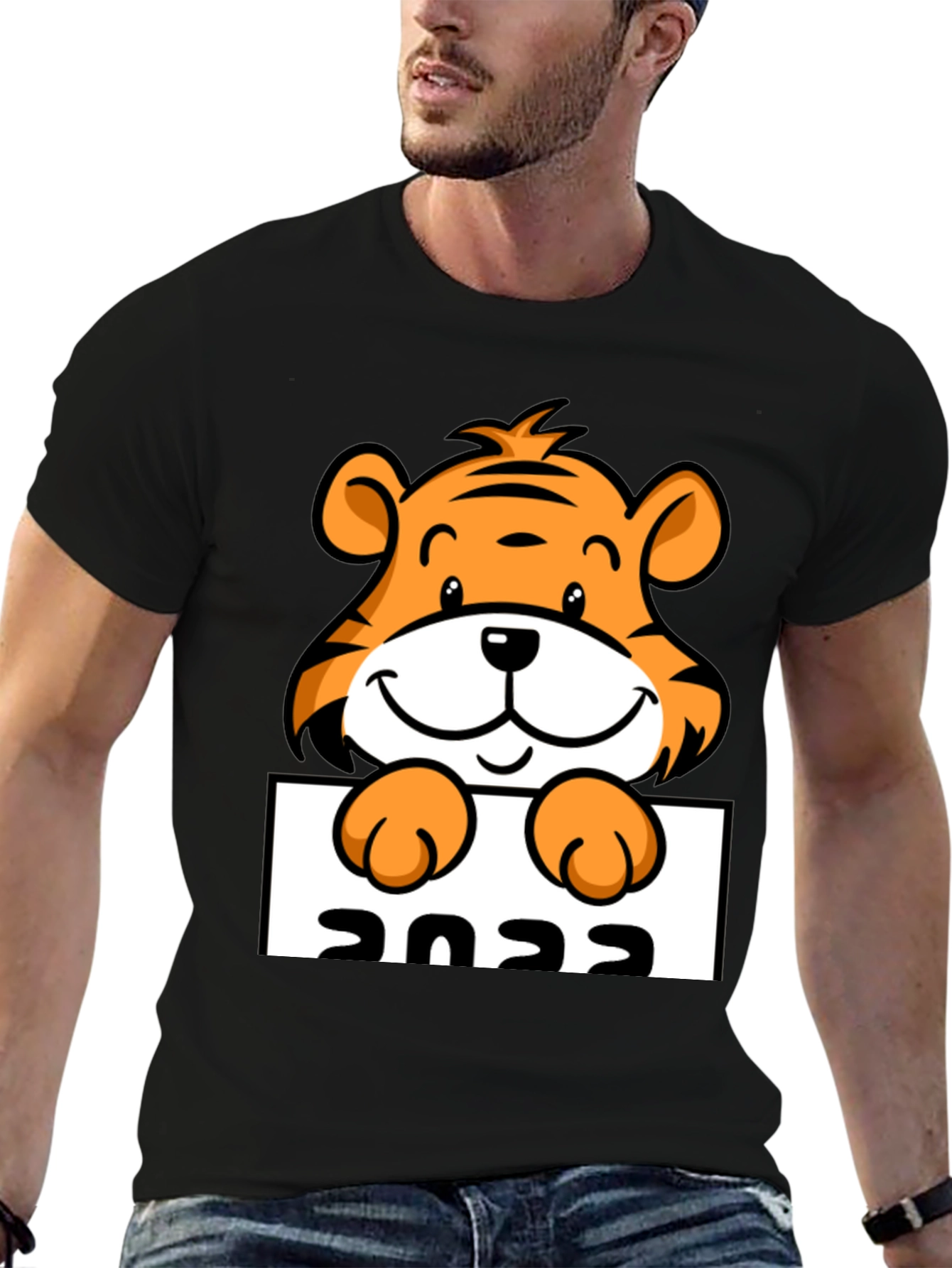 Black Cute Tiger 2022 Graphic Tee - Black view 6