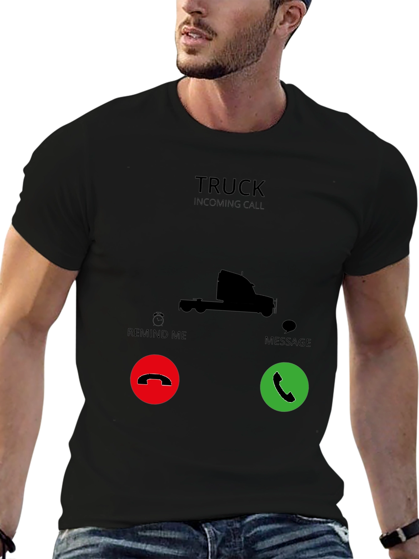 Truck Incoming Call Black T-Shirt - 6