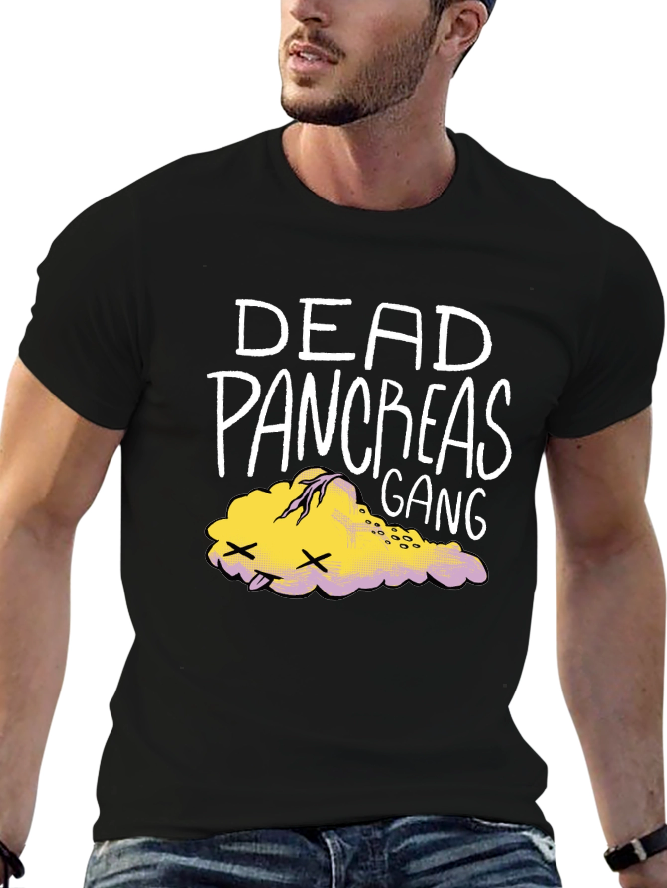 Black Dead Pancreas Gang T-Shirt - Black Graphic Tee view 6