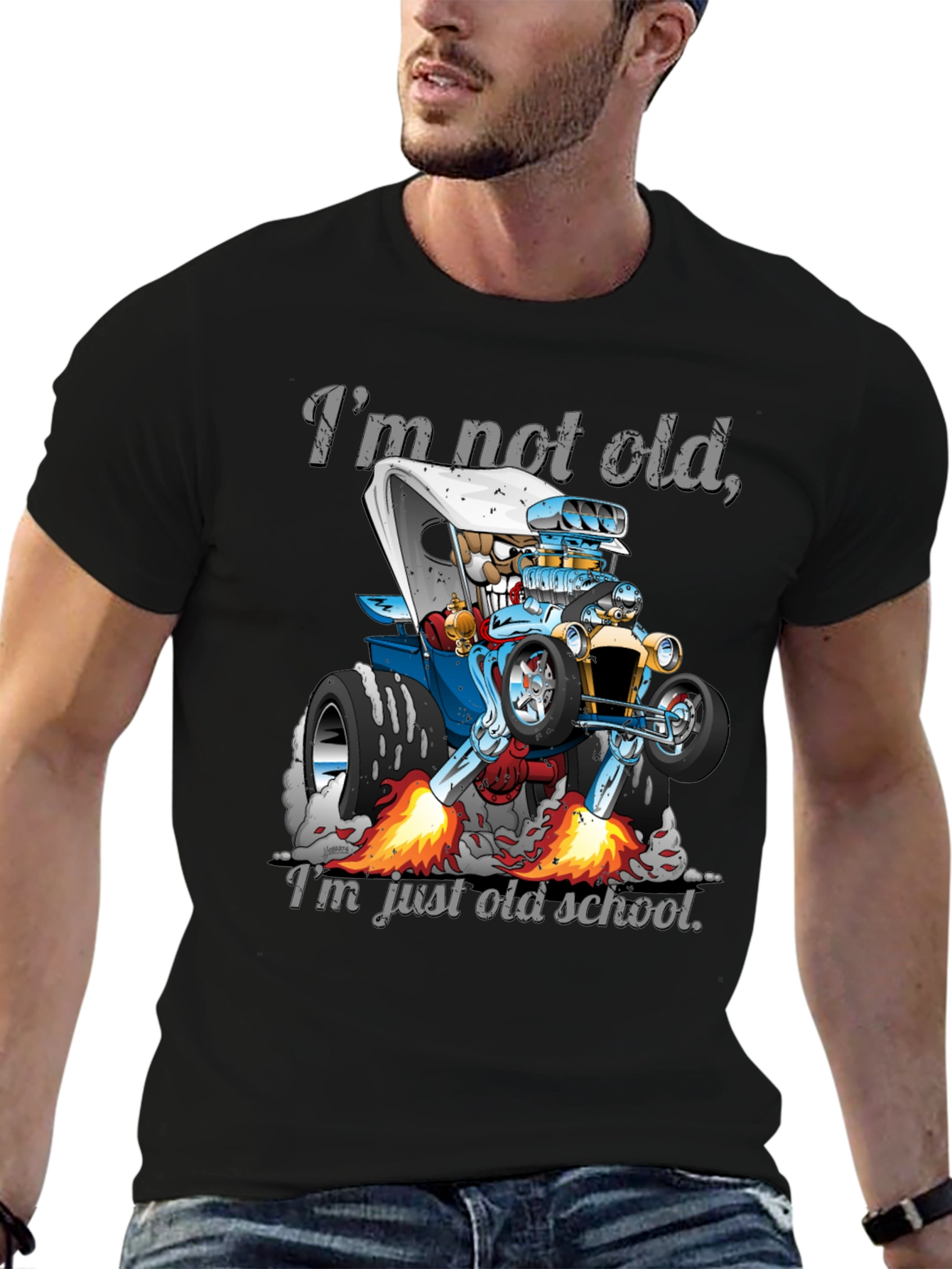 Black I'm Not Old, Just Old School Car T-Shirt view 6