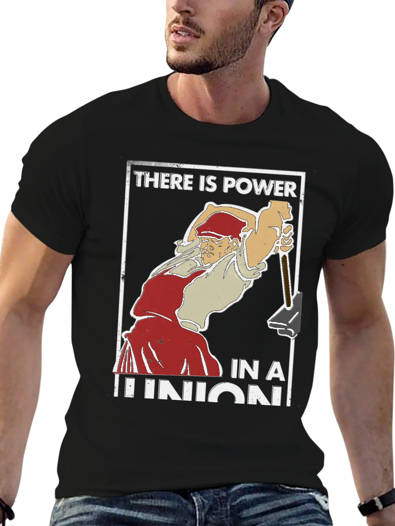 Black Union Power T-Shirt - Worker's Rights Tee view 6