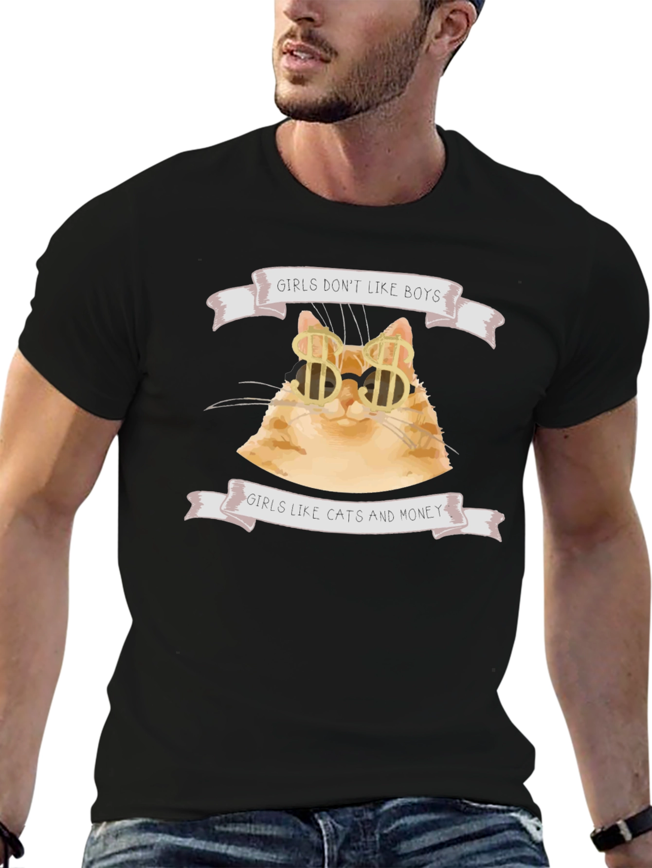 Black Girls Like Cats & Money Graphic Tee view 6