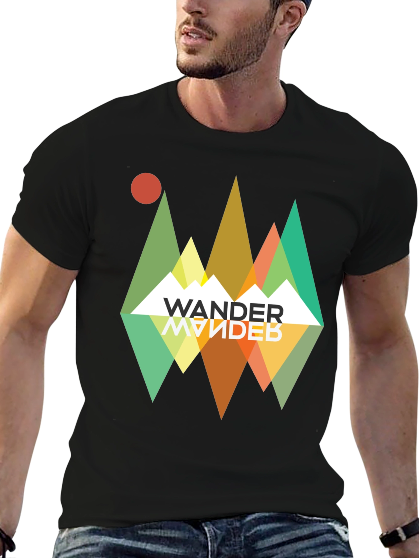 Black Wander Graphic Tee - Retro Mountain Adventure view 6