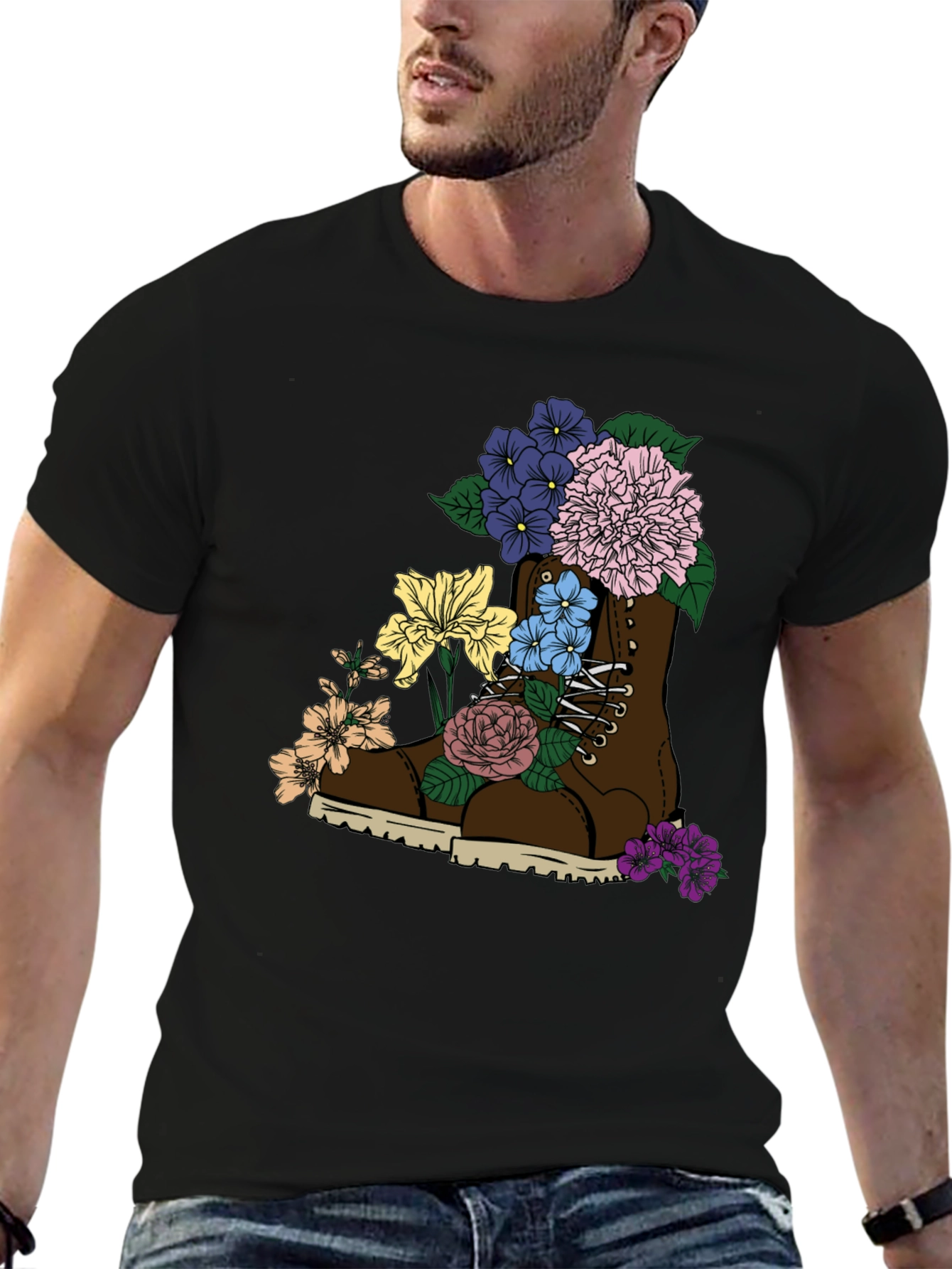 Floral Boot T-Shirt: Unique Graphic Tee - 6