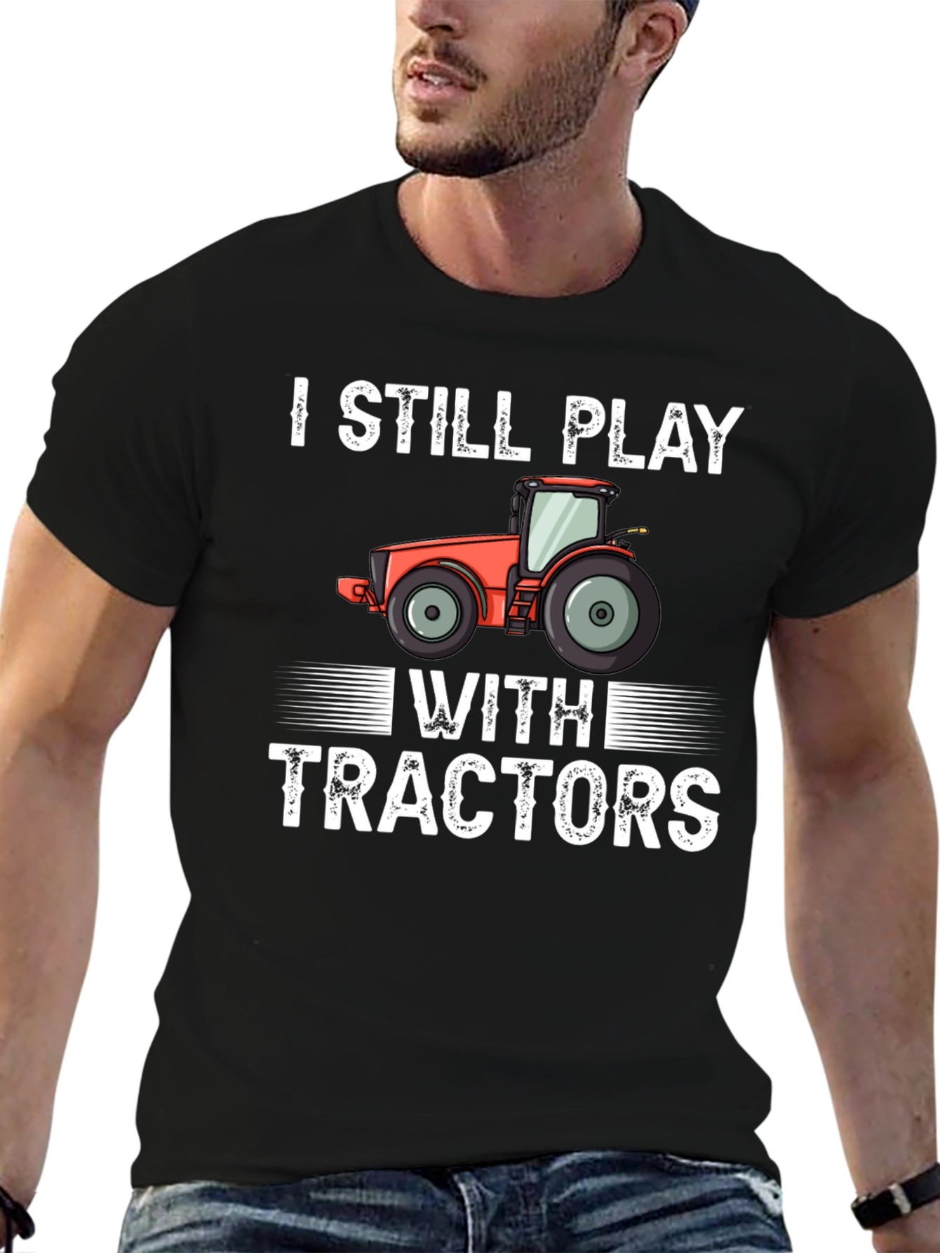 Black I Still Play With Tractors Graphic Tee view 6
