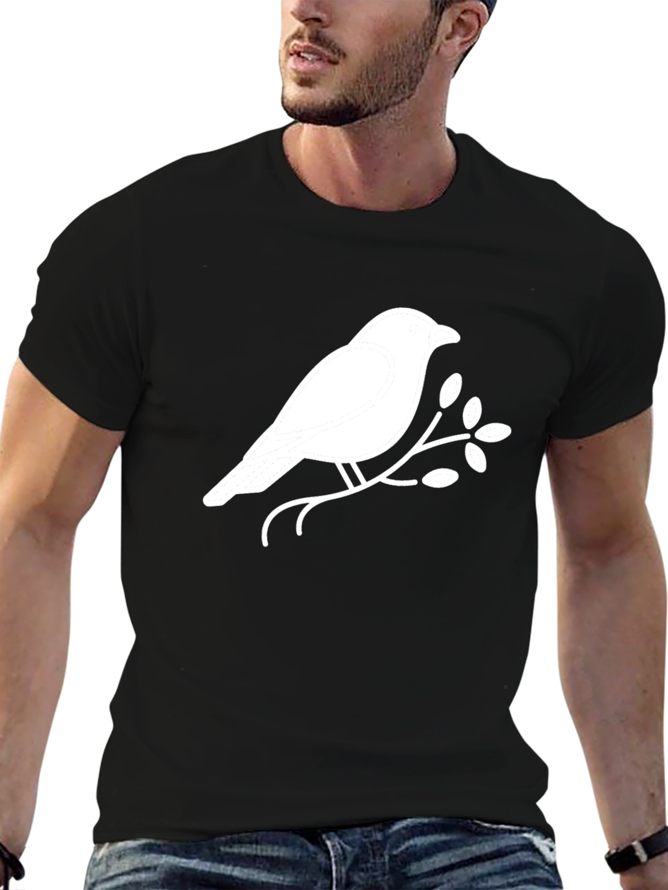 Black Bird on Branch Graphic Tee view 6