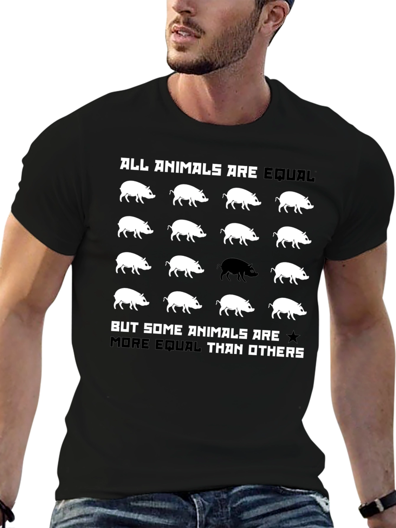 Black All Animals Are Equal Graphic Tee view 6