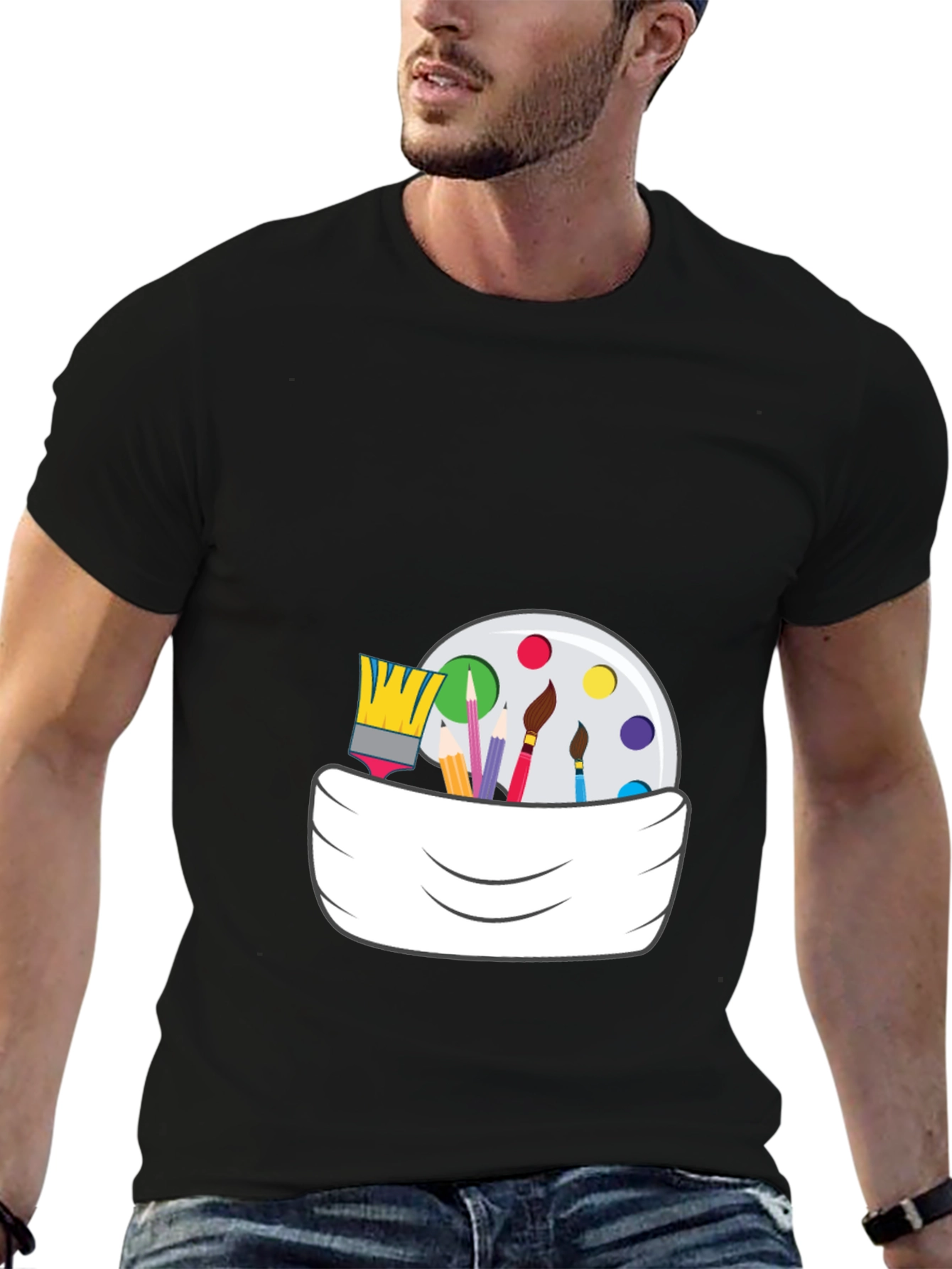 Painter's Palette Graphic Tee - Artsy Black T-Shirt - 6