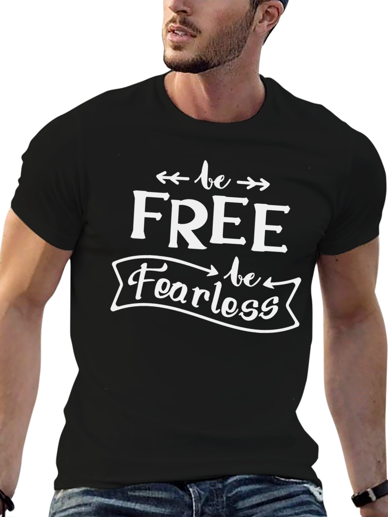 Black Be Free Be Fearless Graphic T-Shirt view 6