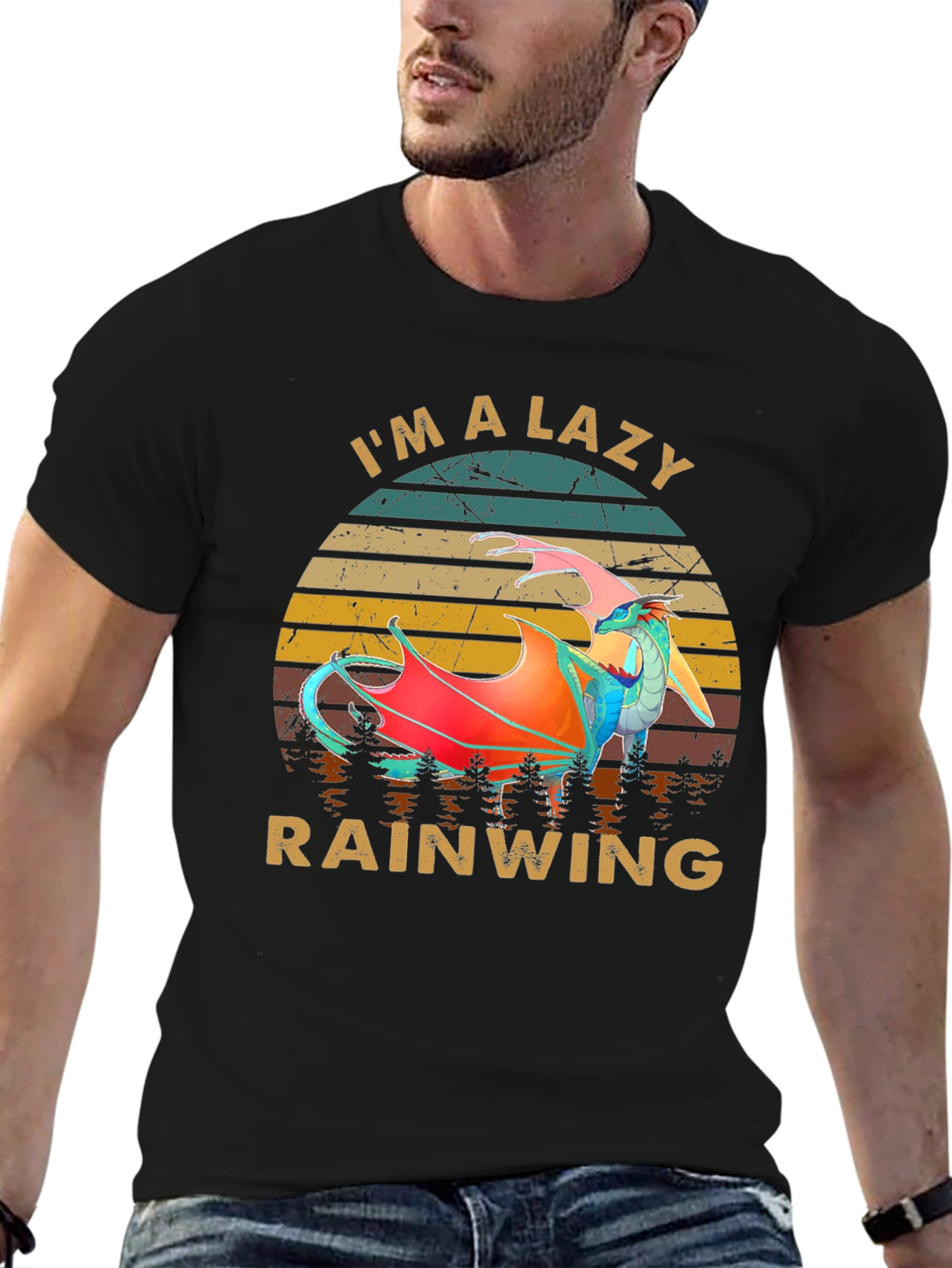Black I'm a Lazy Rainwing Graphic T-Shirt view 6
