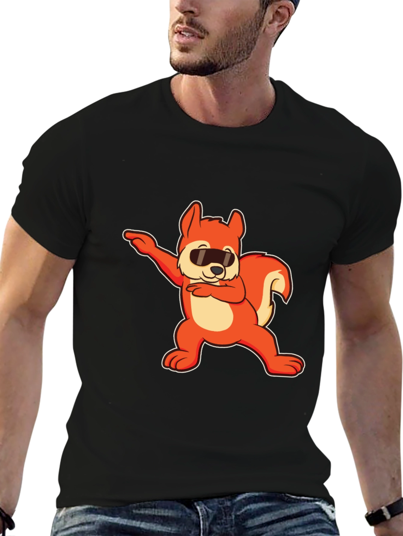 Black Dabbing Squirrel Graphic Tee - Cool & Fun view 6