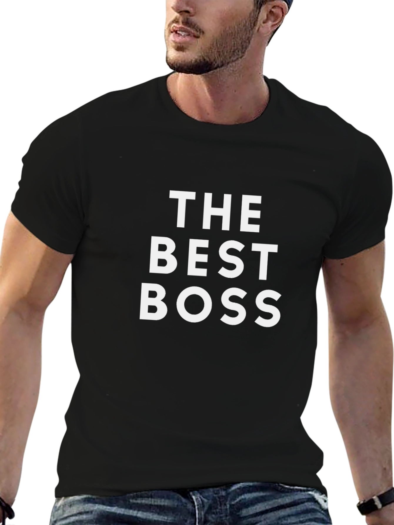 Black The Best Boss T-Shirt - Black Crew Neck view 6