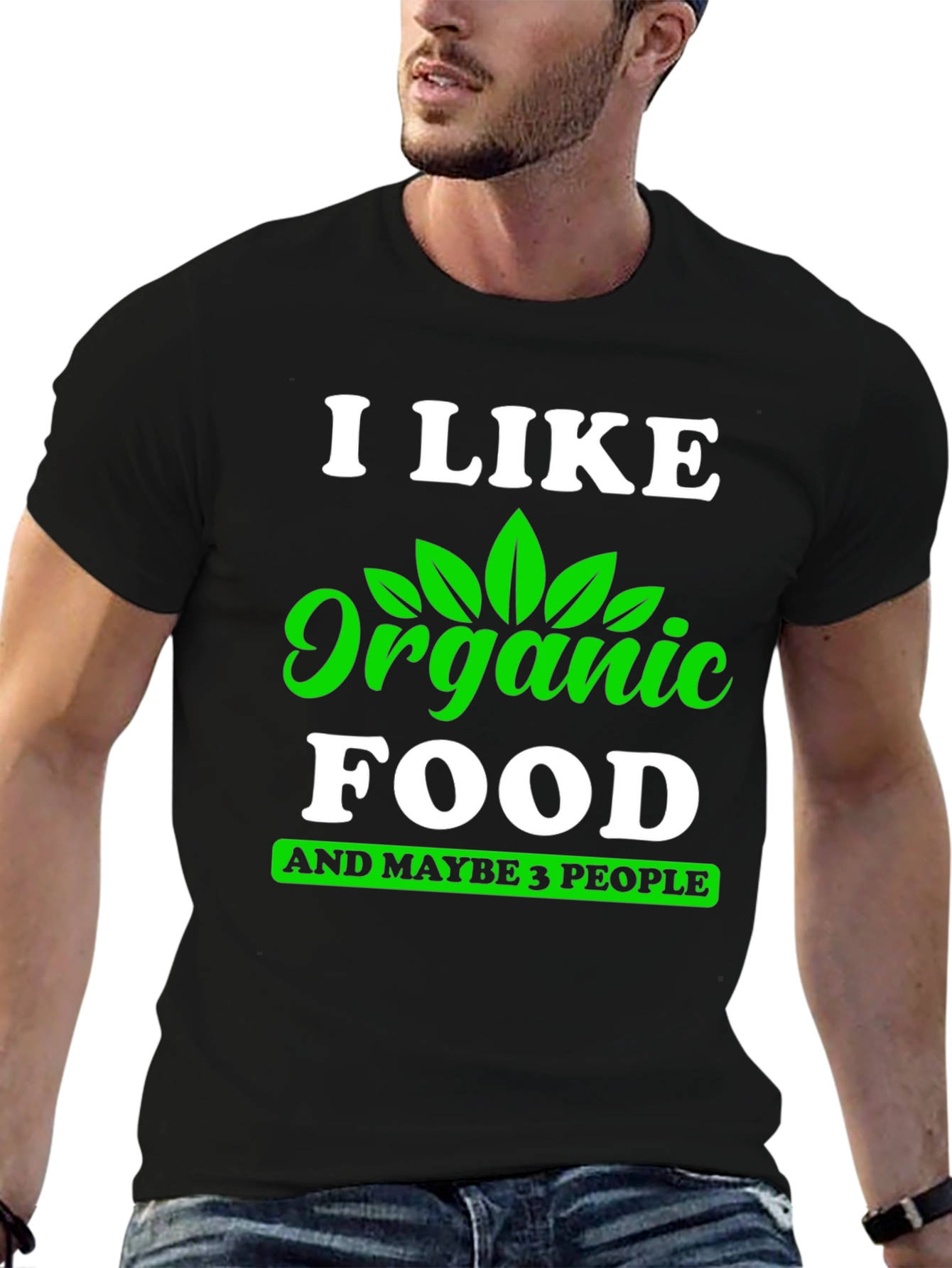 Black Organic Food Lover T-Shirt - Funny Vegan Tee view 6