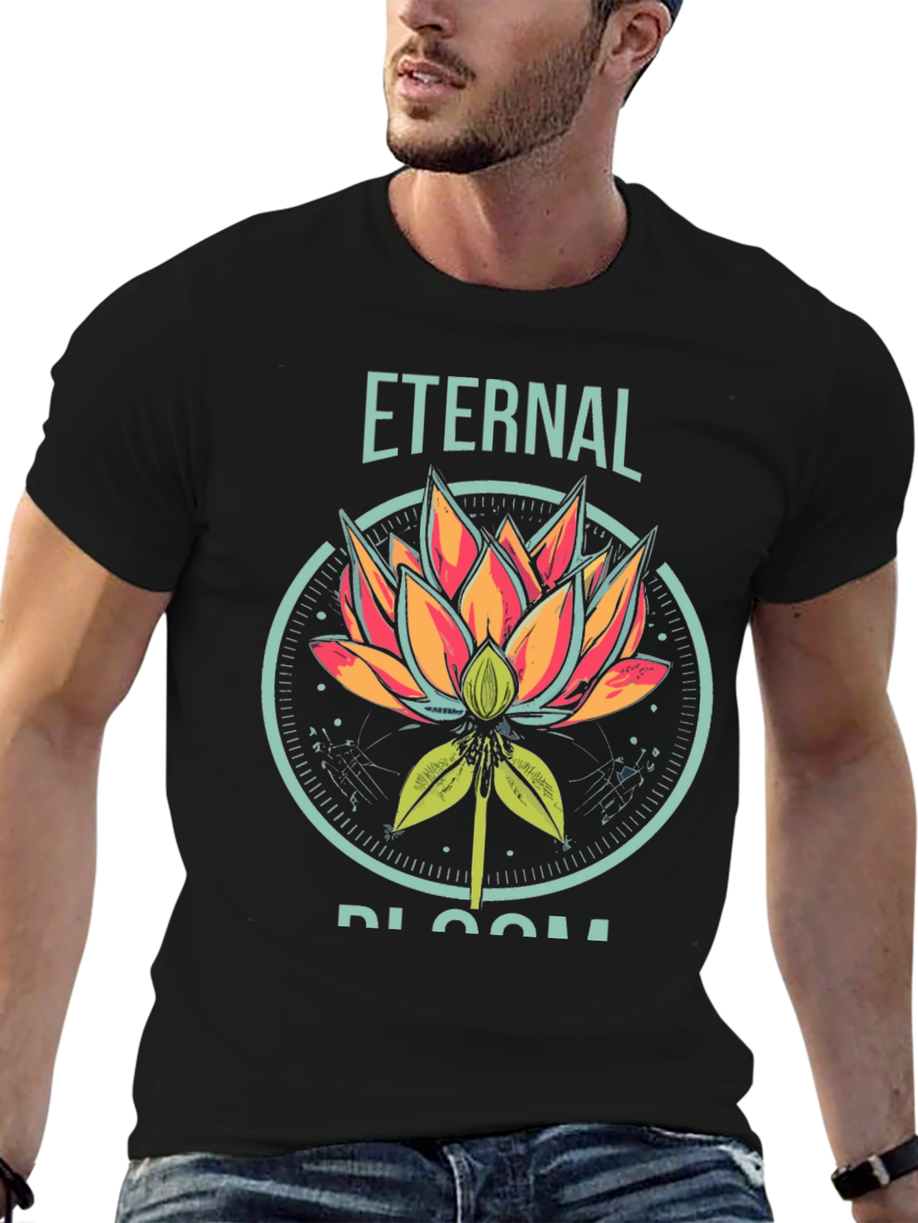 Black Eternal Bloom Graphic T-Shirt - Black view 6