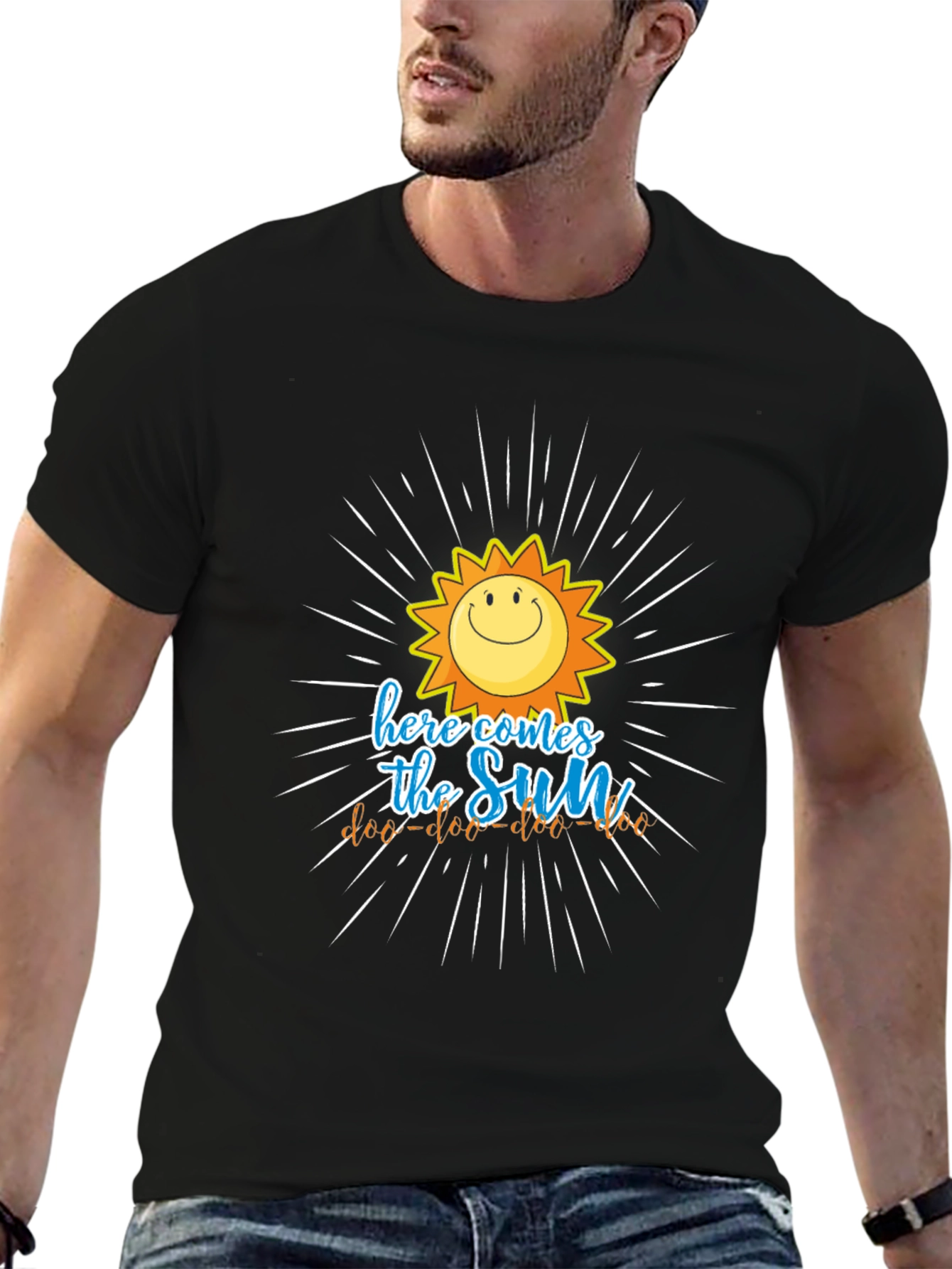 Black Here Comes the Sun Graphic Tee - Black Cotton view 6