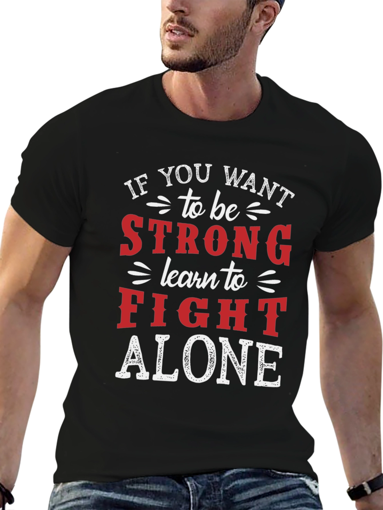 Black Strong Alone Graphic Tee view 6