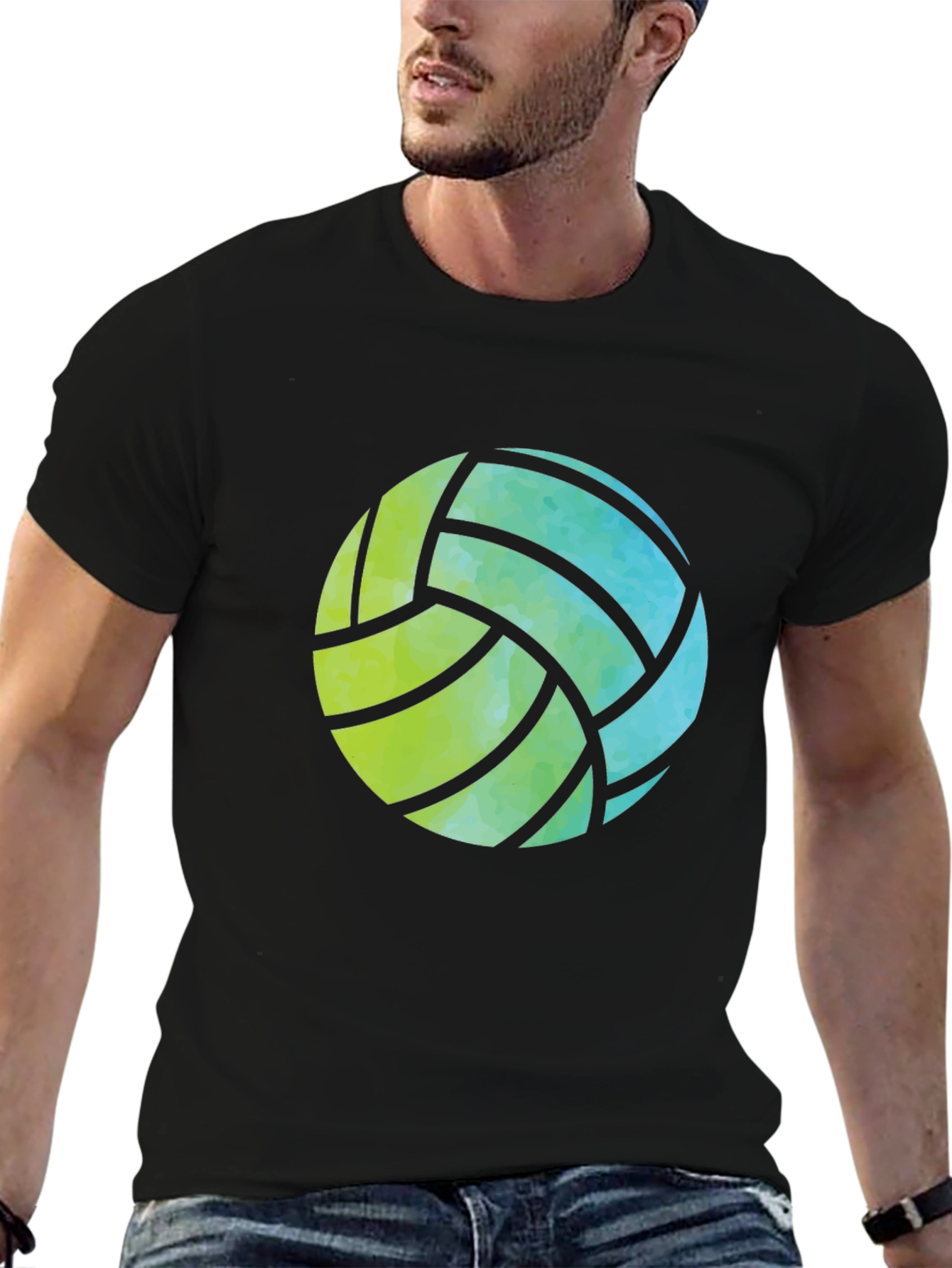 Black Volleyball Graphic Tee - Black Casual Shirt view 6