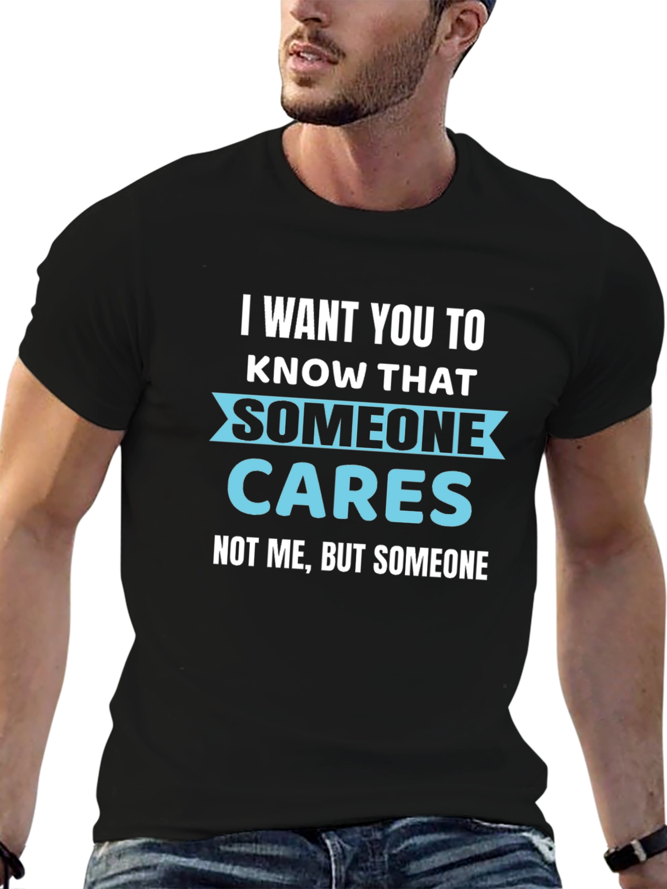 Black Funny Graphic Tee: Someone Cares - Not Me T-Shirt view 6