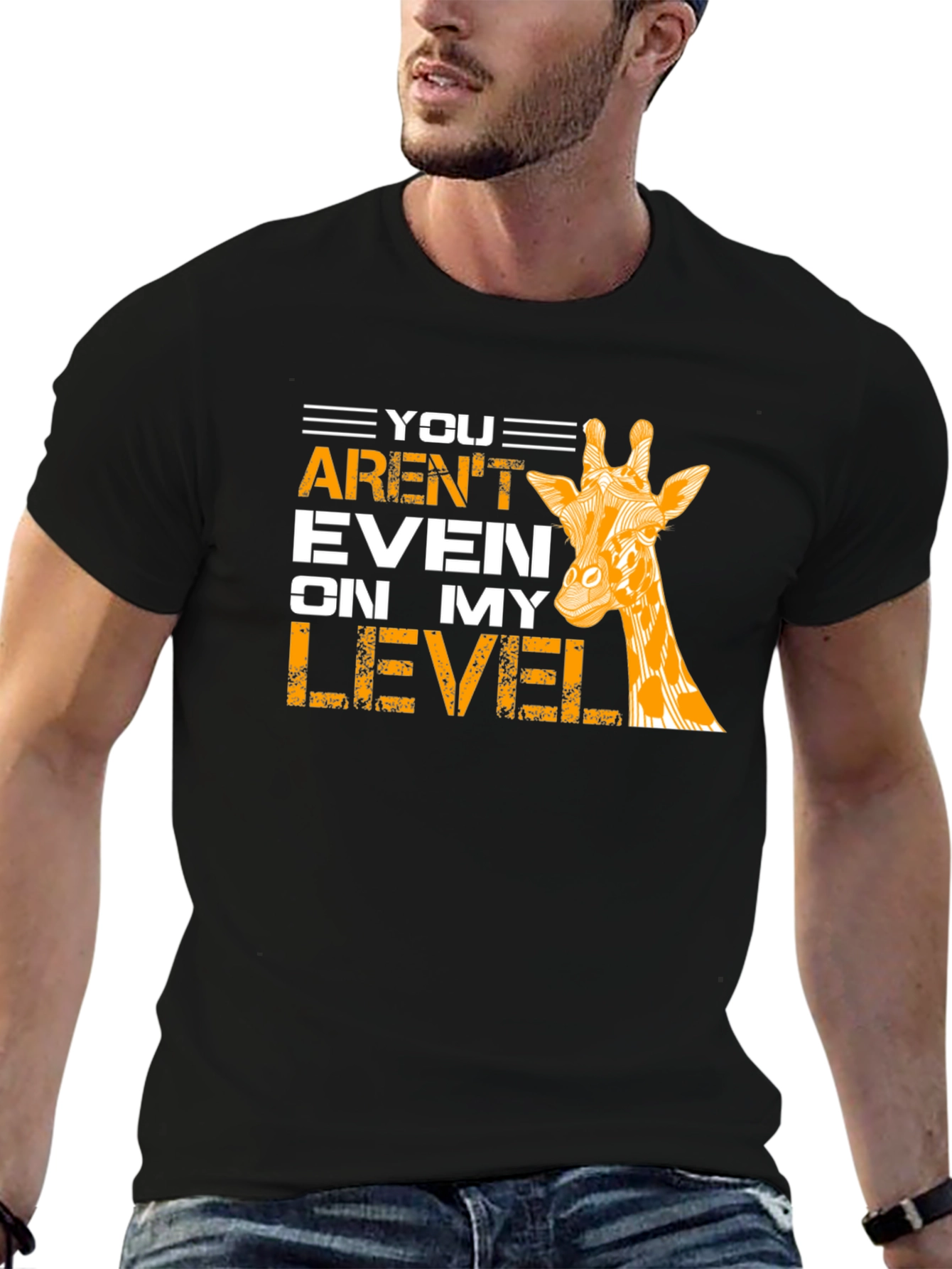 Black Giraffe Level T-Shirt - Funny Animal Tee view 6