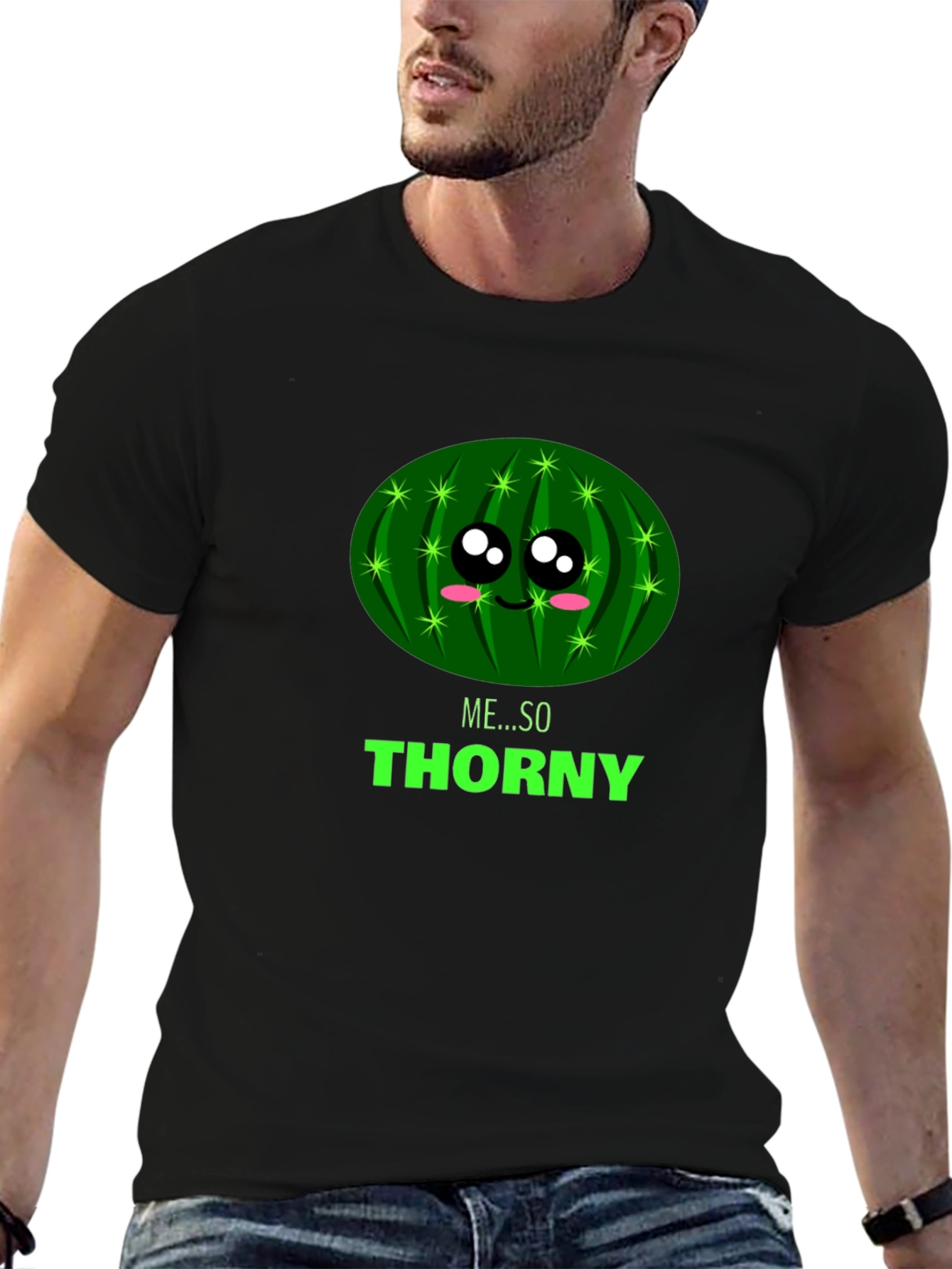 Black Me... So Thorny Black T-Shirt - Funny Cactus Graphic Tee view 6