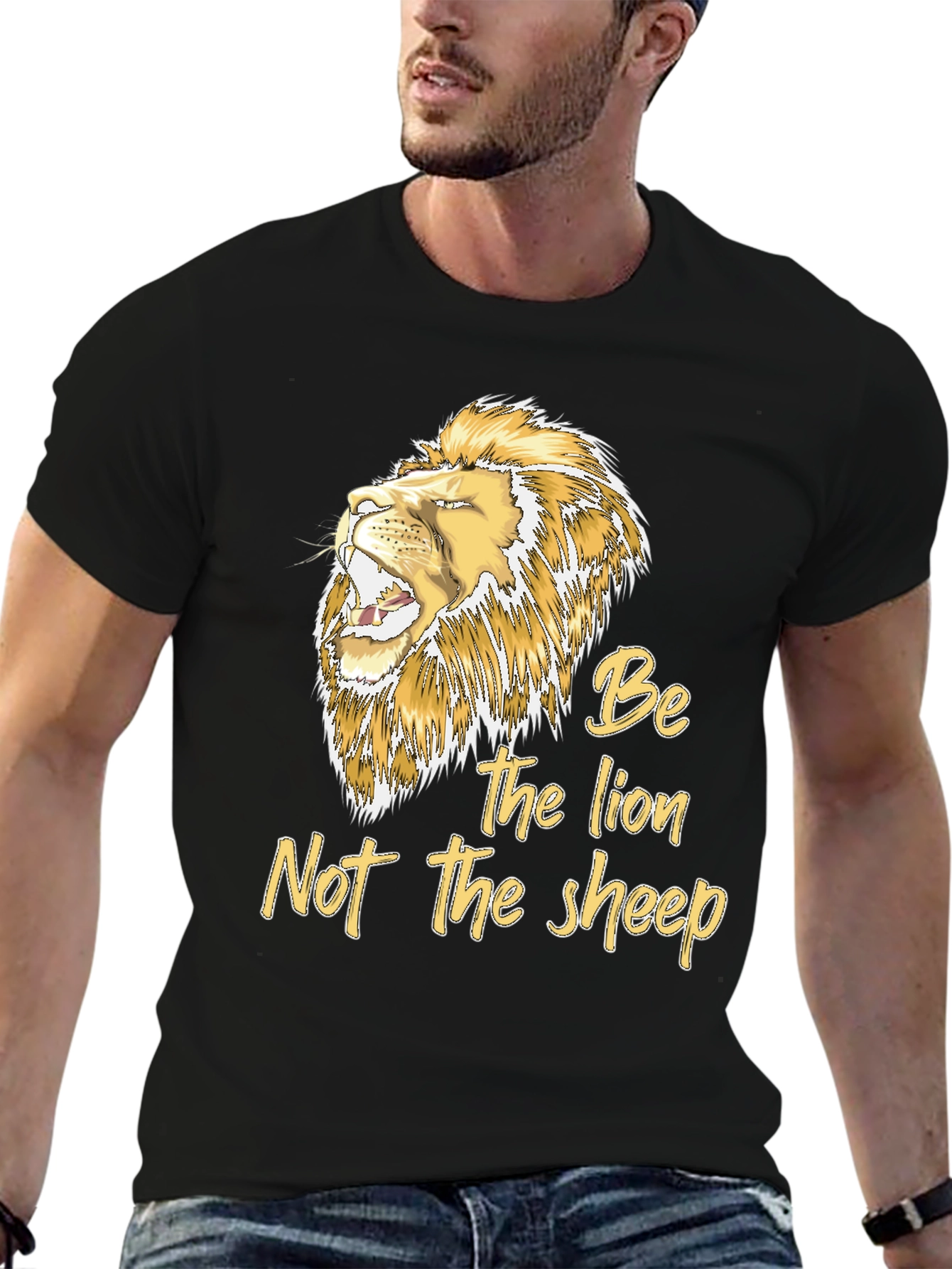 Black Be The Lion T-Shirt - Motivational Graphic Tee view 6