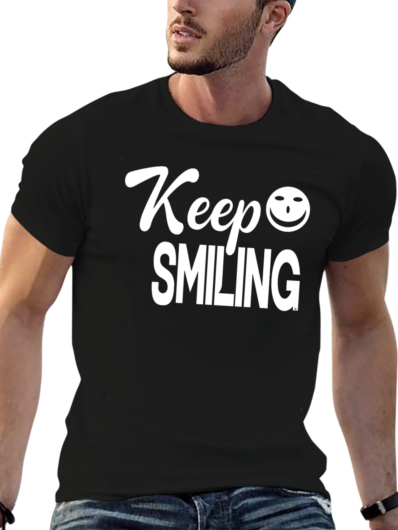 Black Keep Smiling Graphic Tee - Classic Comfort view 6