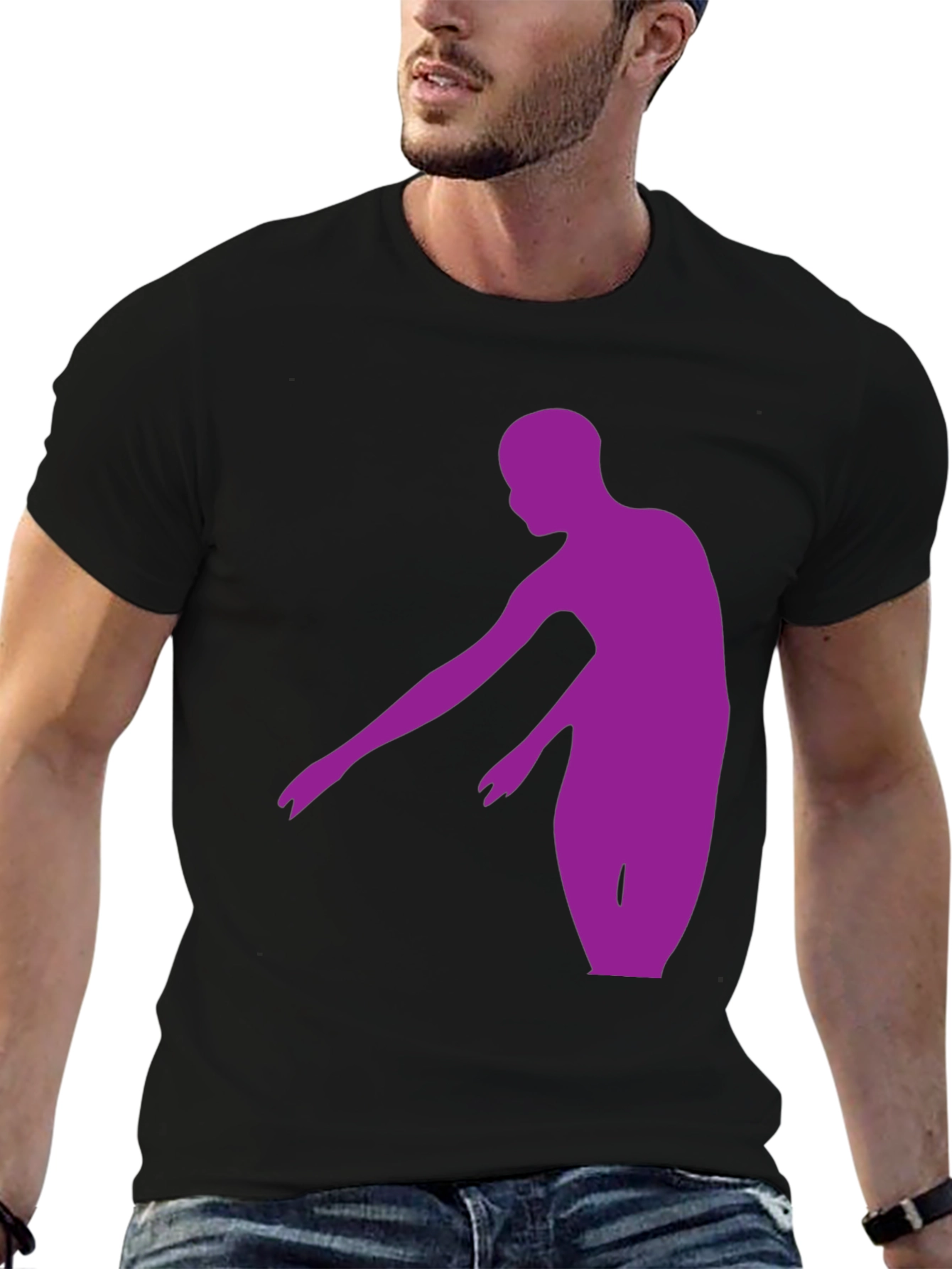 Black Purple Dancer Graphic Tee - Stylish Men's Black T-Shirt view 6