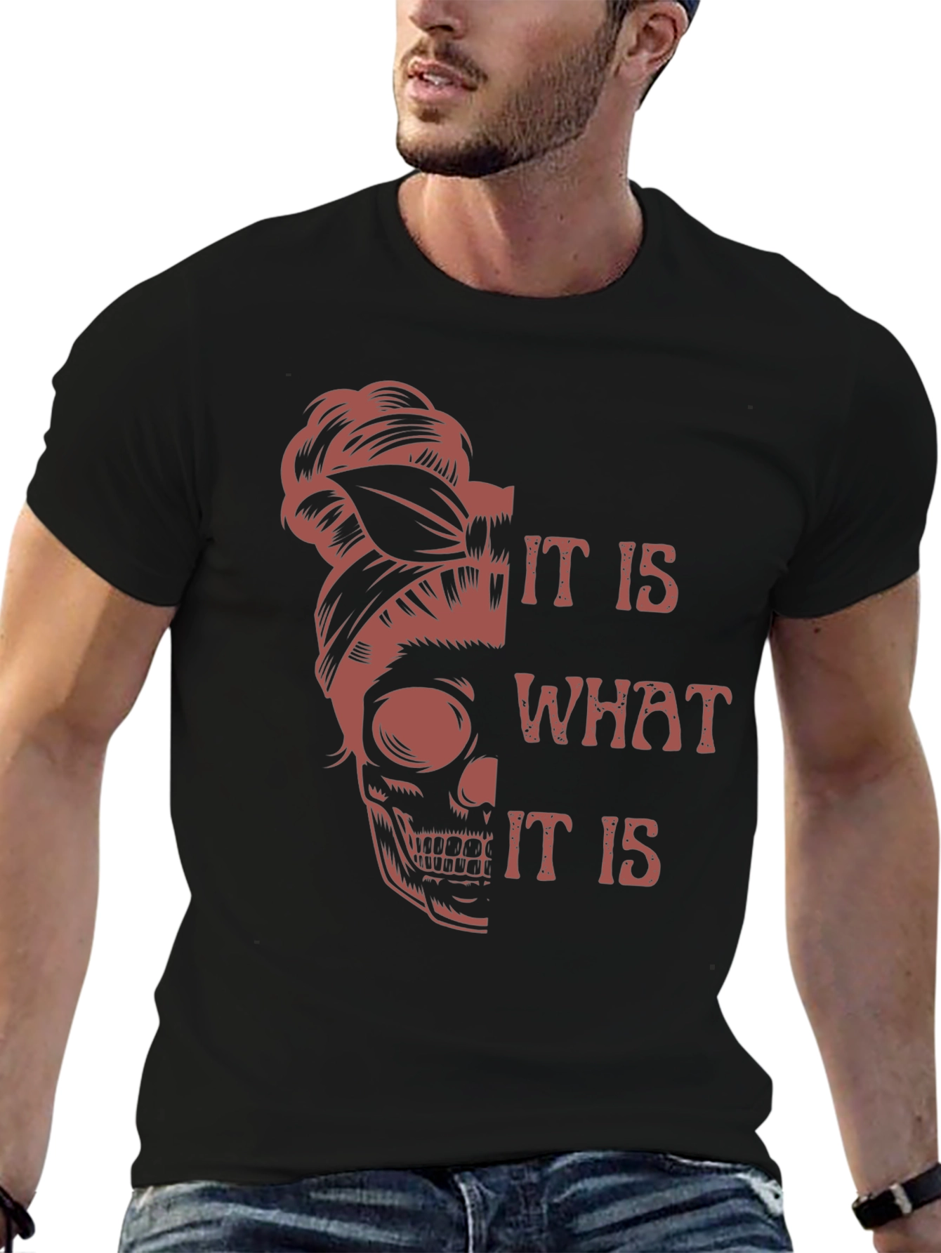 Black Skull Graphic Tee - It Is What It Is - Unisex view 6
