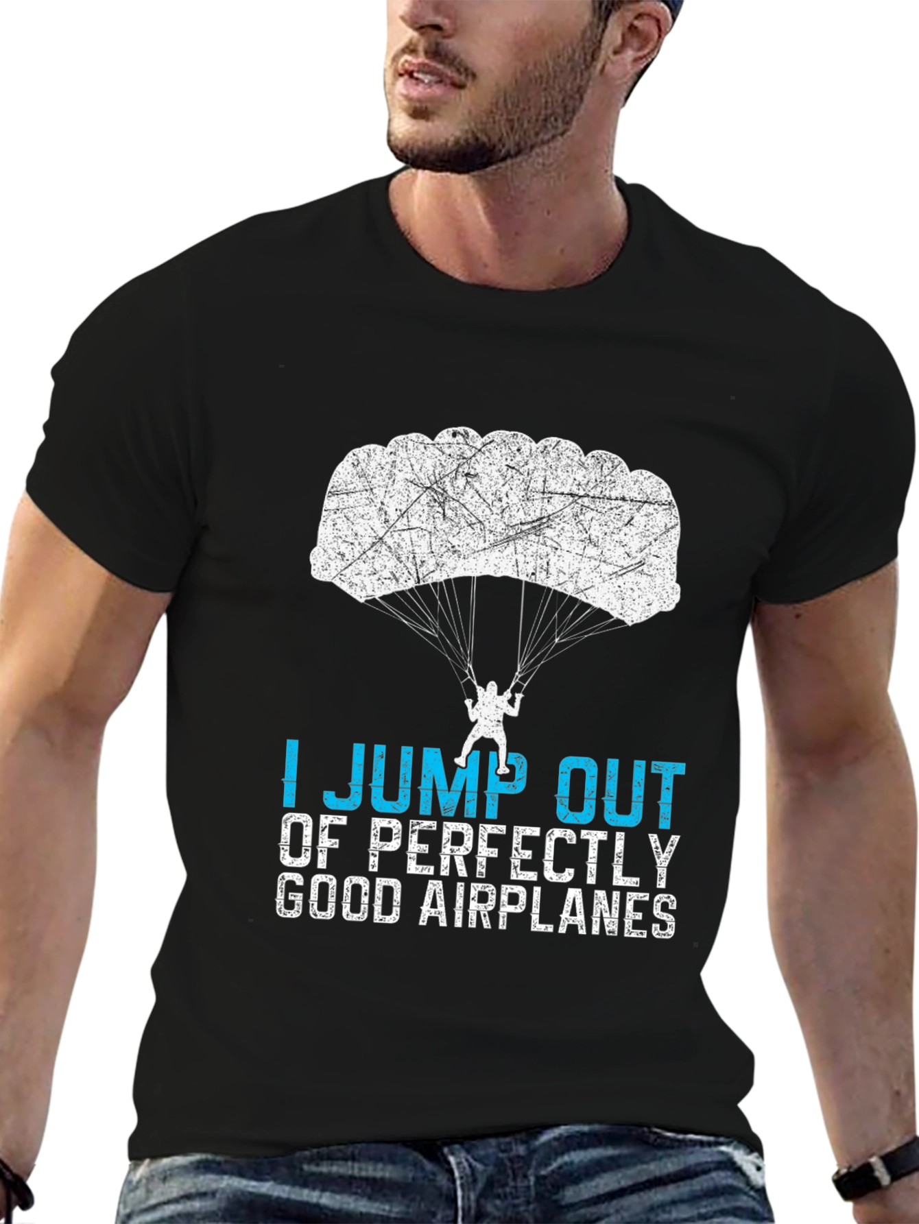 Black Skydiving T-Shirt - I Jump Out of Airplanes view 6
