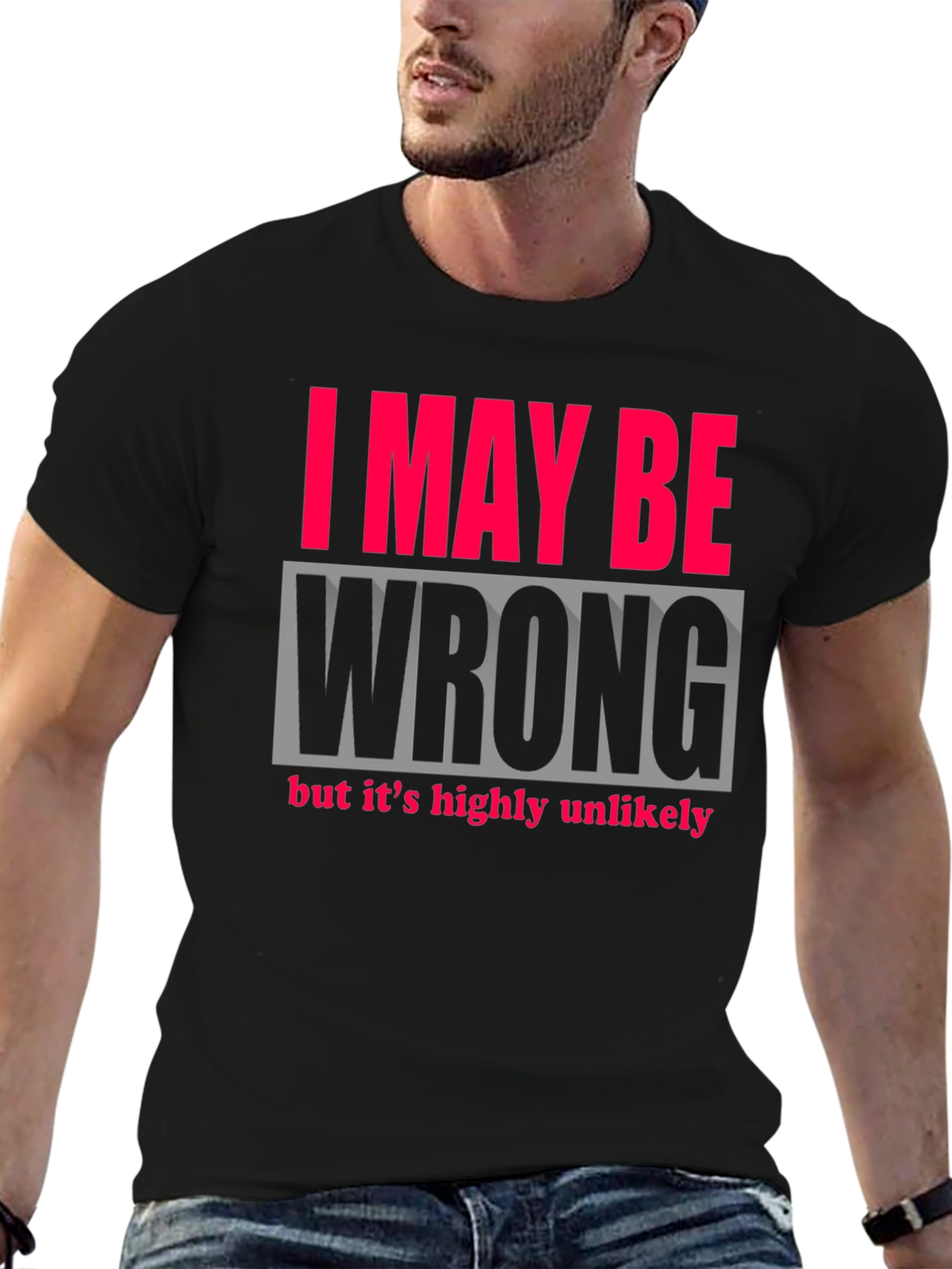 Black Humorous "I May Be Wrong" Graphic Tee view 6
