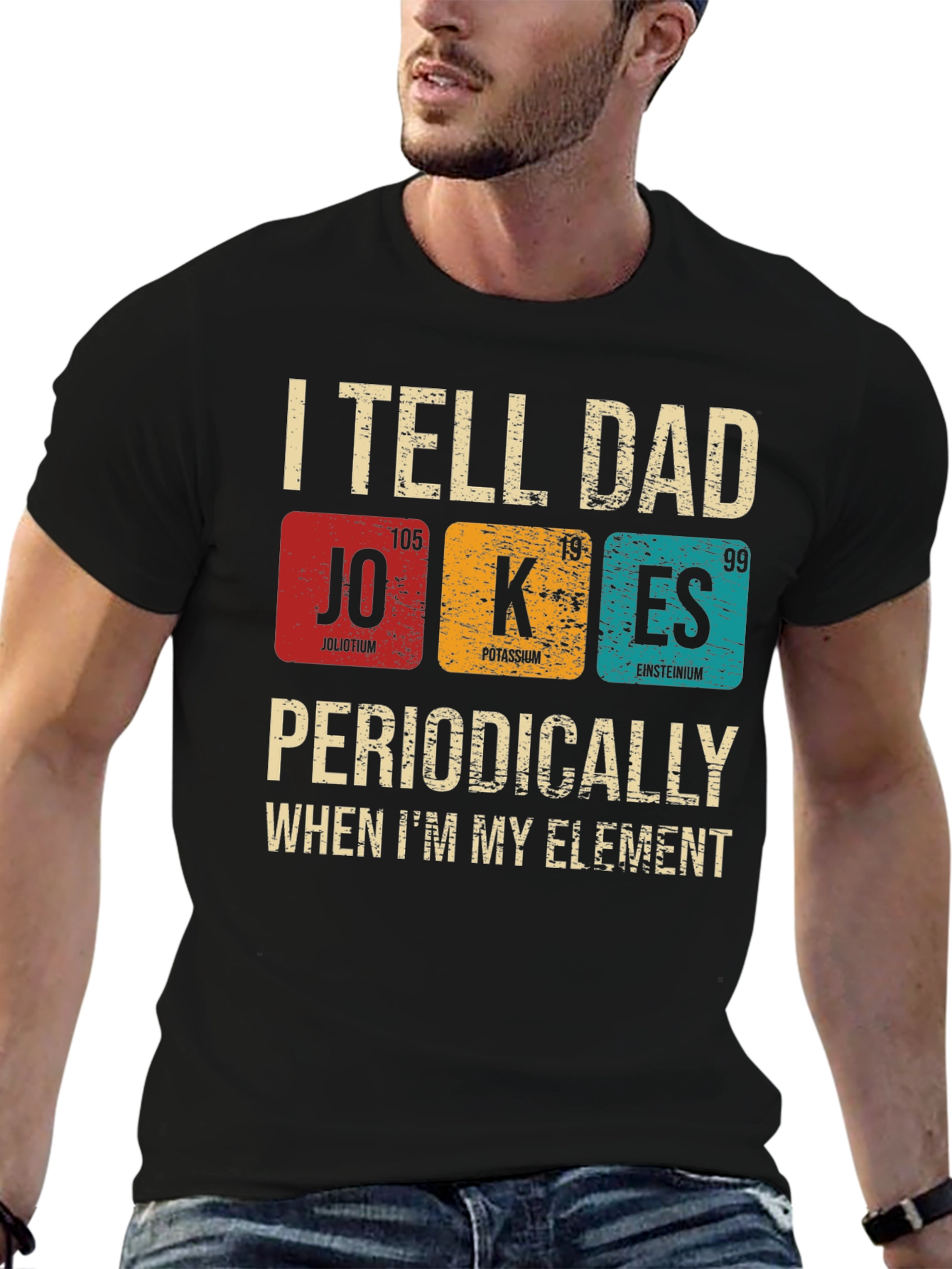 Black Periodic Table Dad Jokes T-Shirt view 6