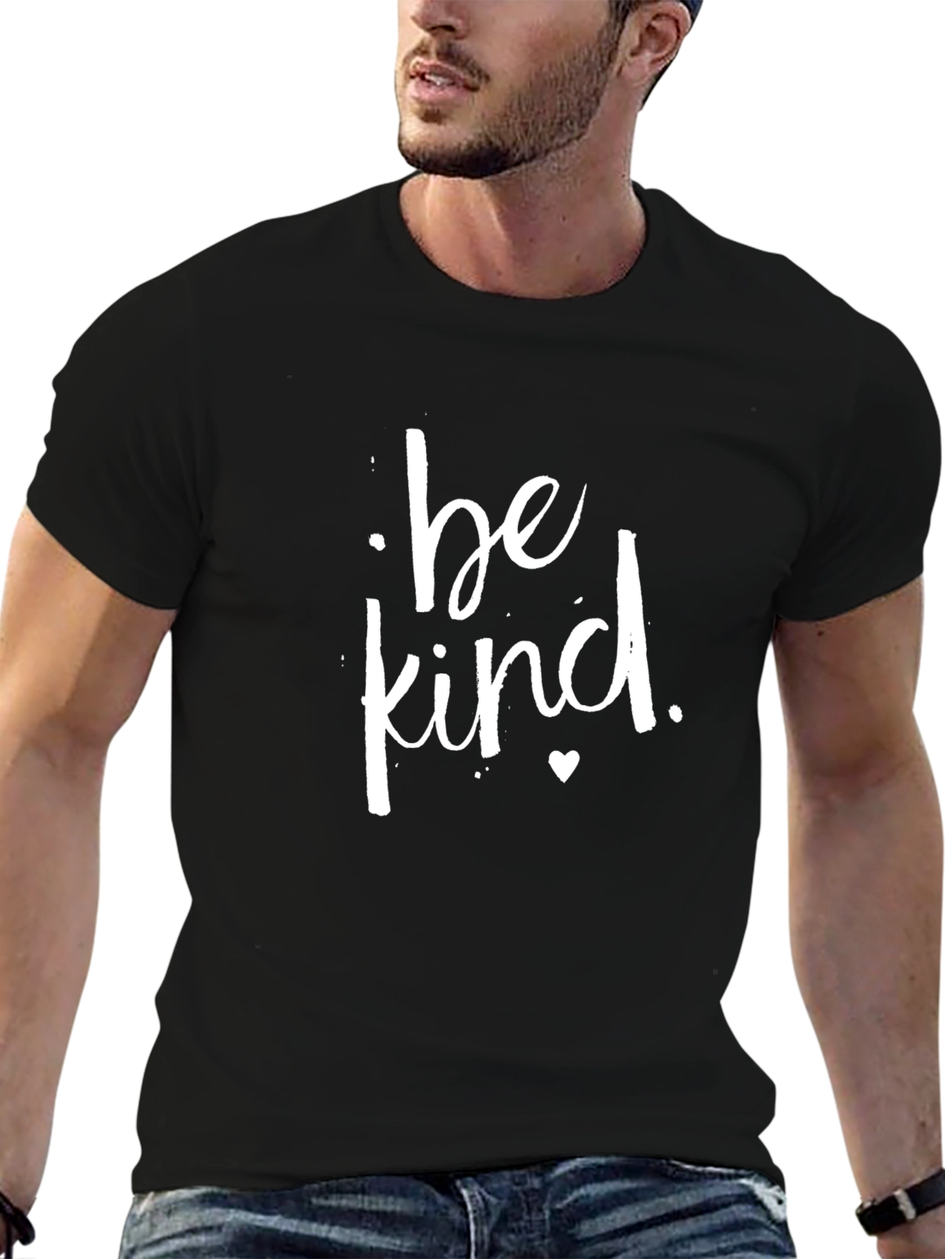 Black Be Kind Graphic Tee - Stylish Short Sleeve Crew Neck T-Shirt view 6