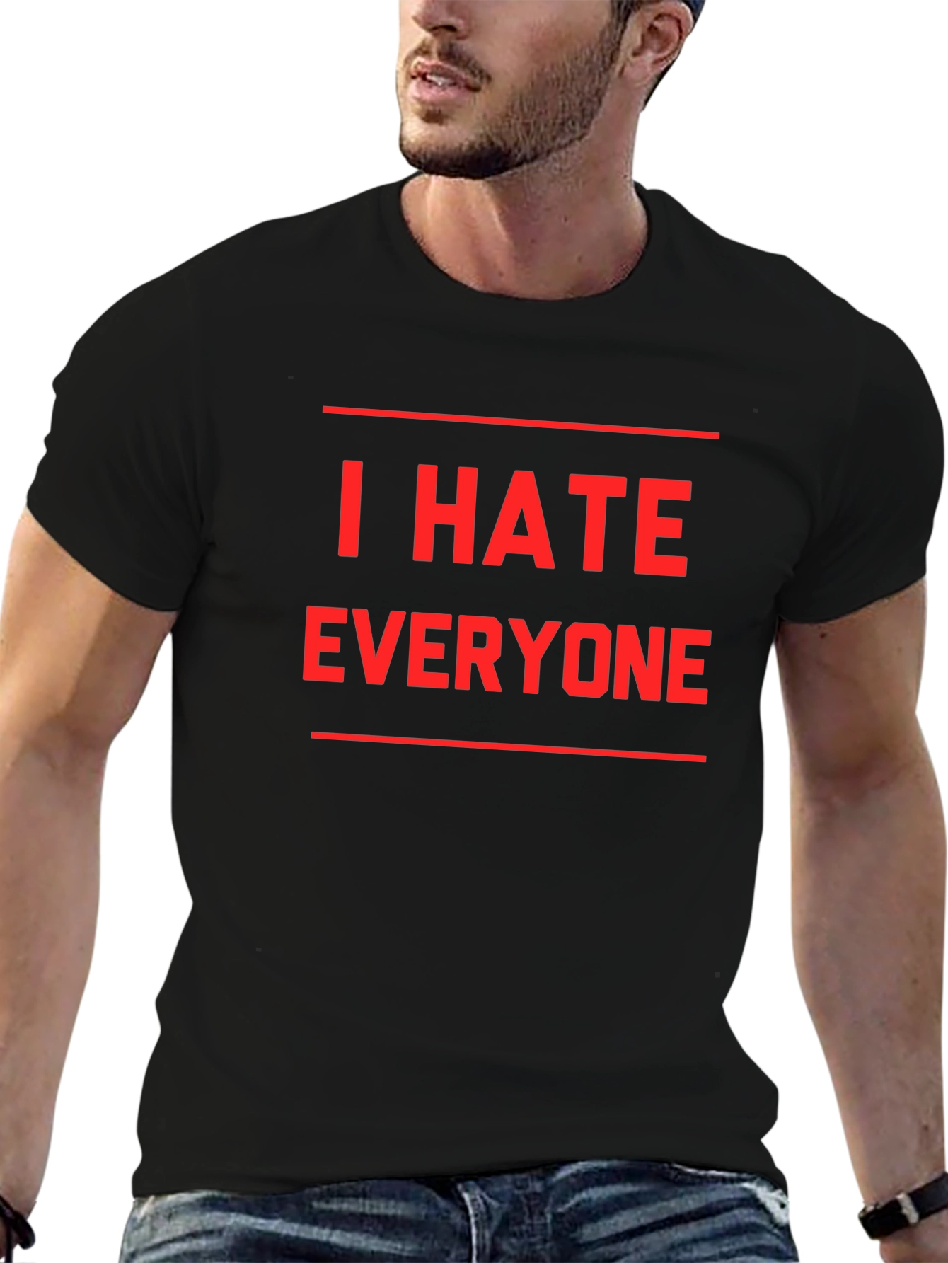 Black I Hate Everyone Graphic T-Shirt - Black view 6