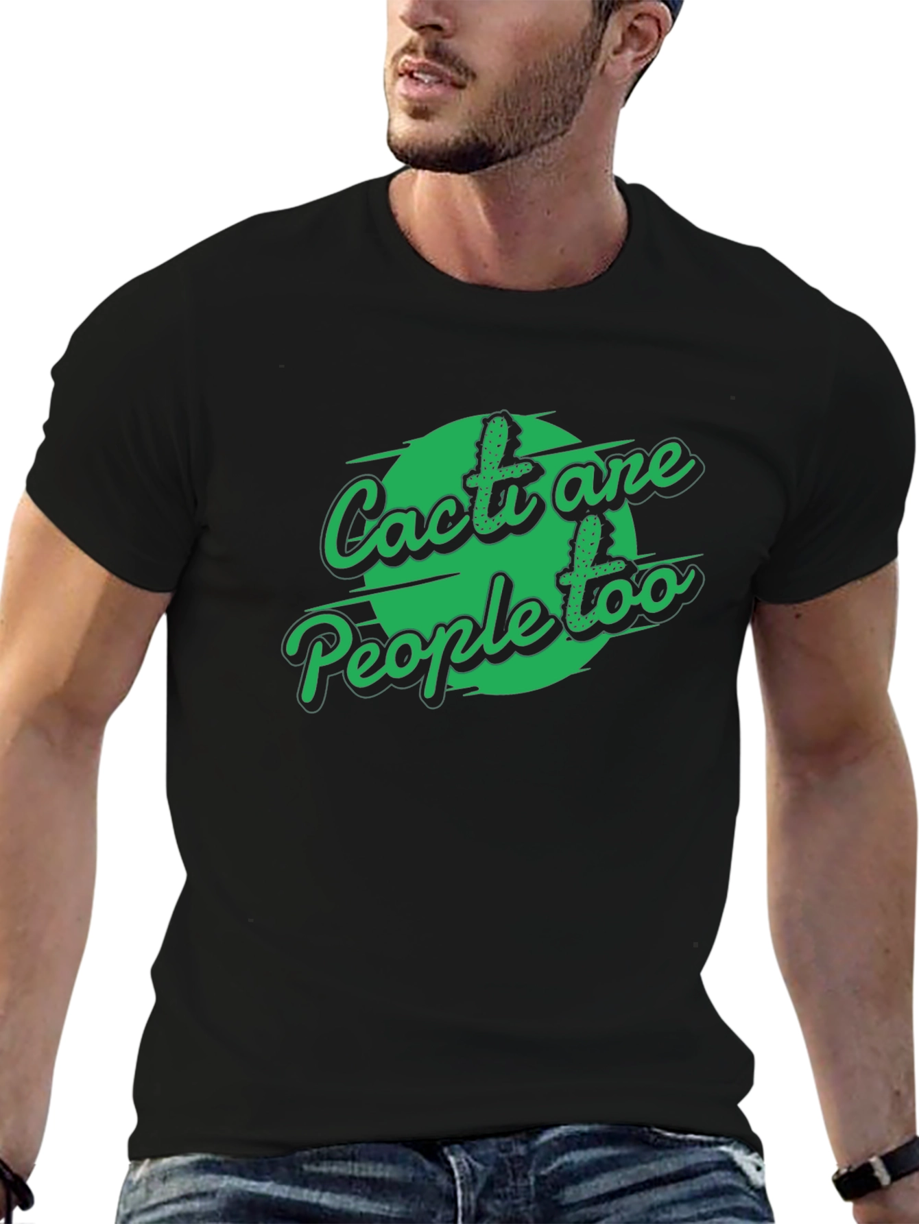 Black Cacti Are People Too Graphic Tee view 6