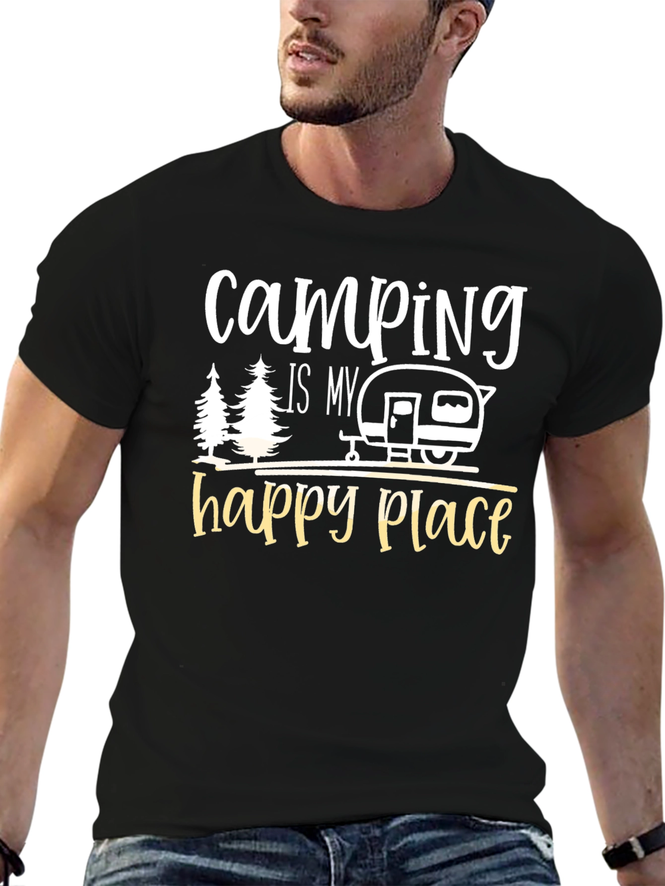 Black Camping Is My Happy Place Graphic Tee view 6