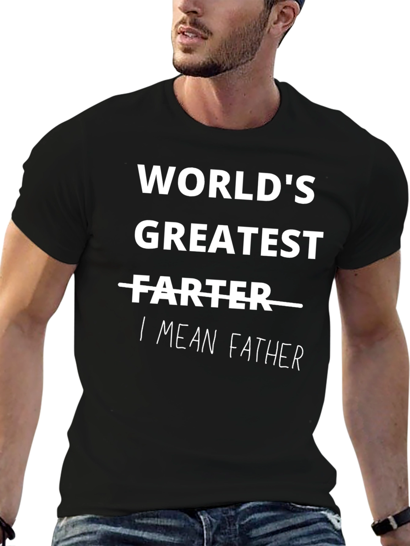 Black World's Greatest FARTER I MEAN FATHER Funny T-Shirt view 6