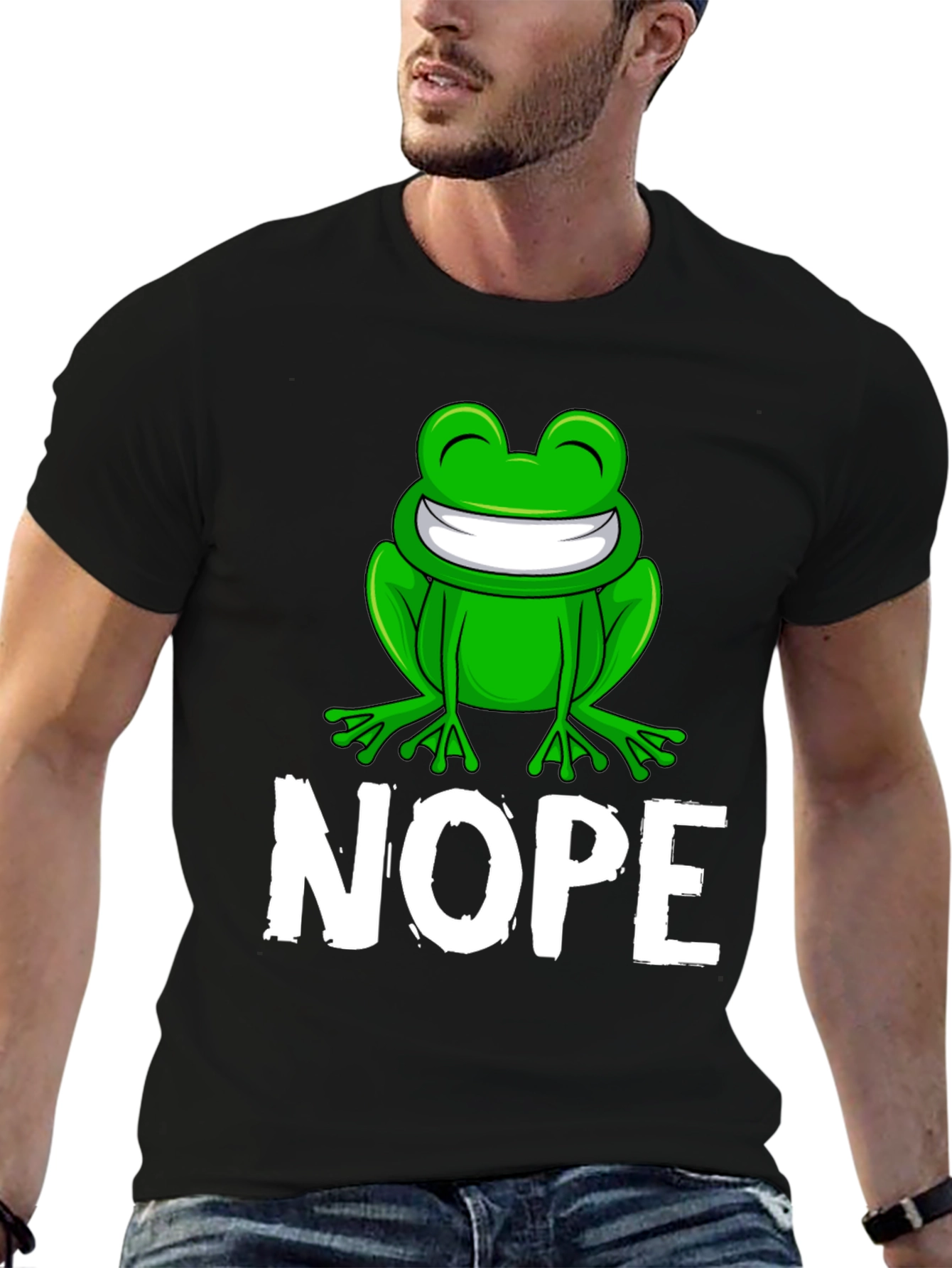 Black Nope Frog Graphic Tee - Funny Sarcastic T-Shirt view 6