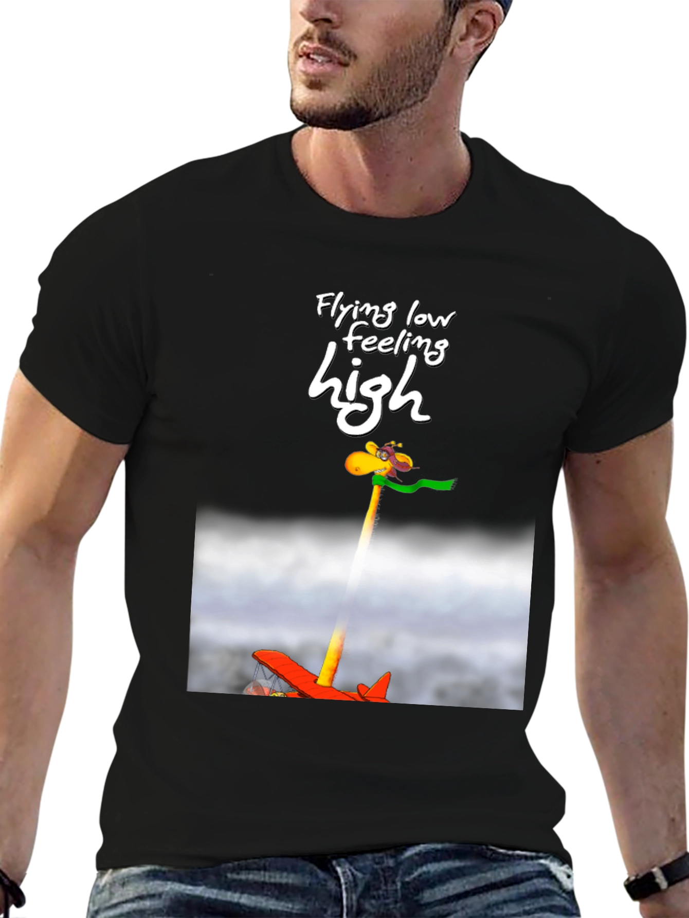 Black Flying High Giraffe T-Shirt view 6