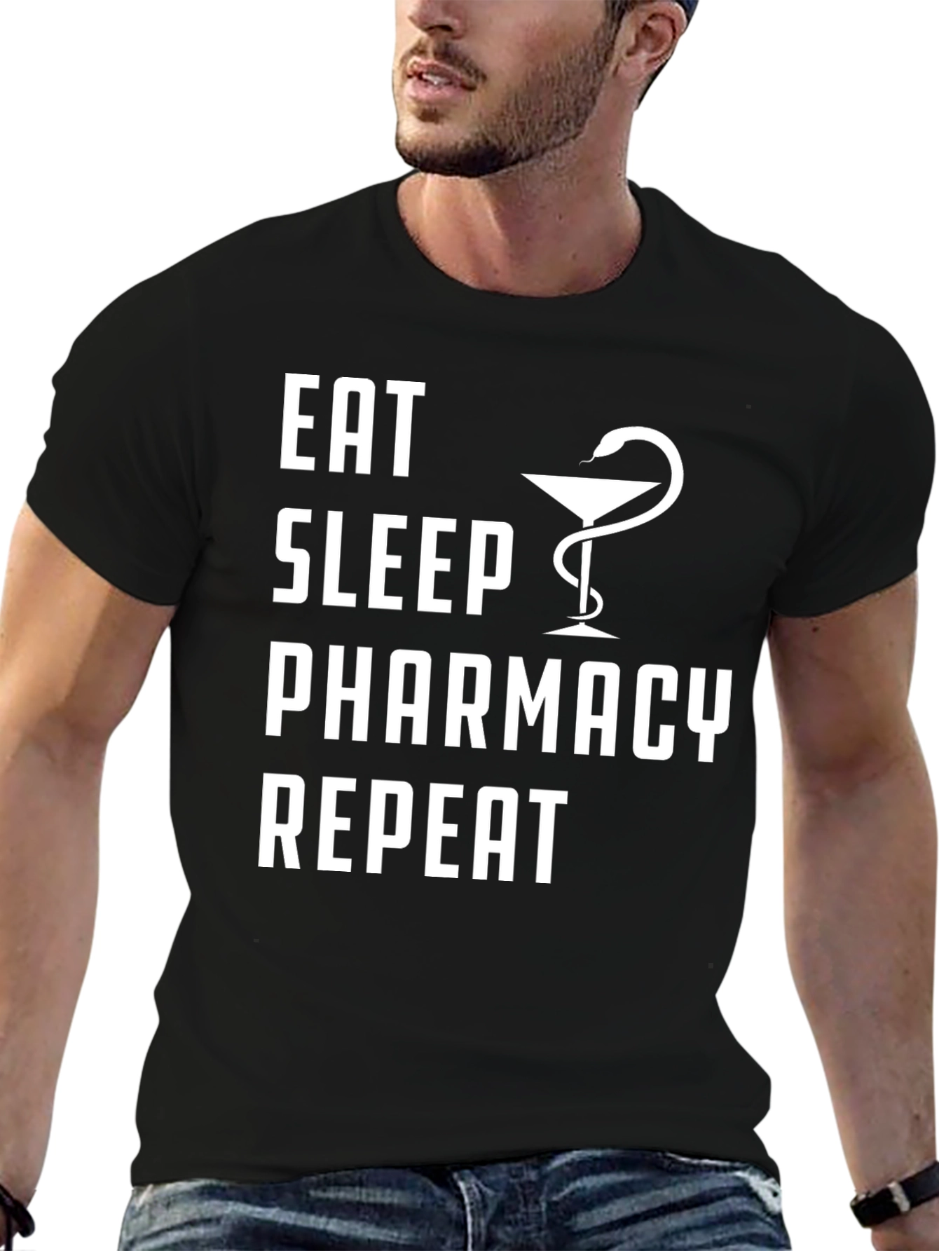 Black Eat Sleep Pharmacy Repeat T-Shirt view 6