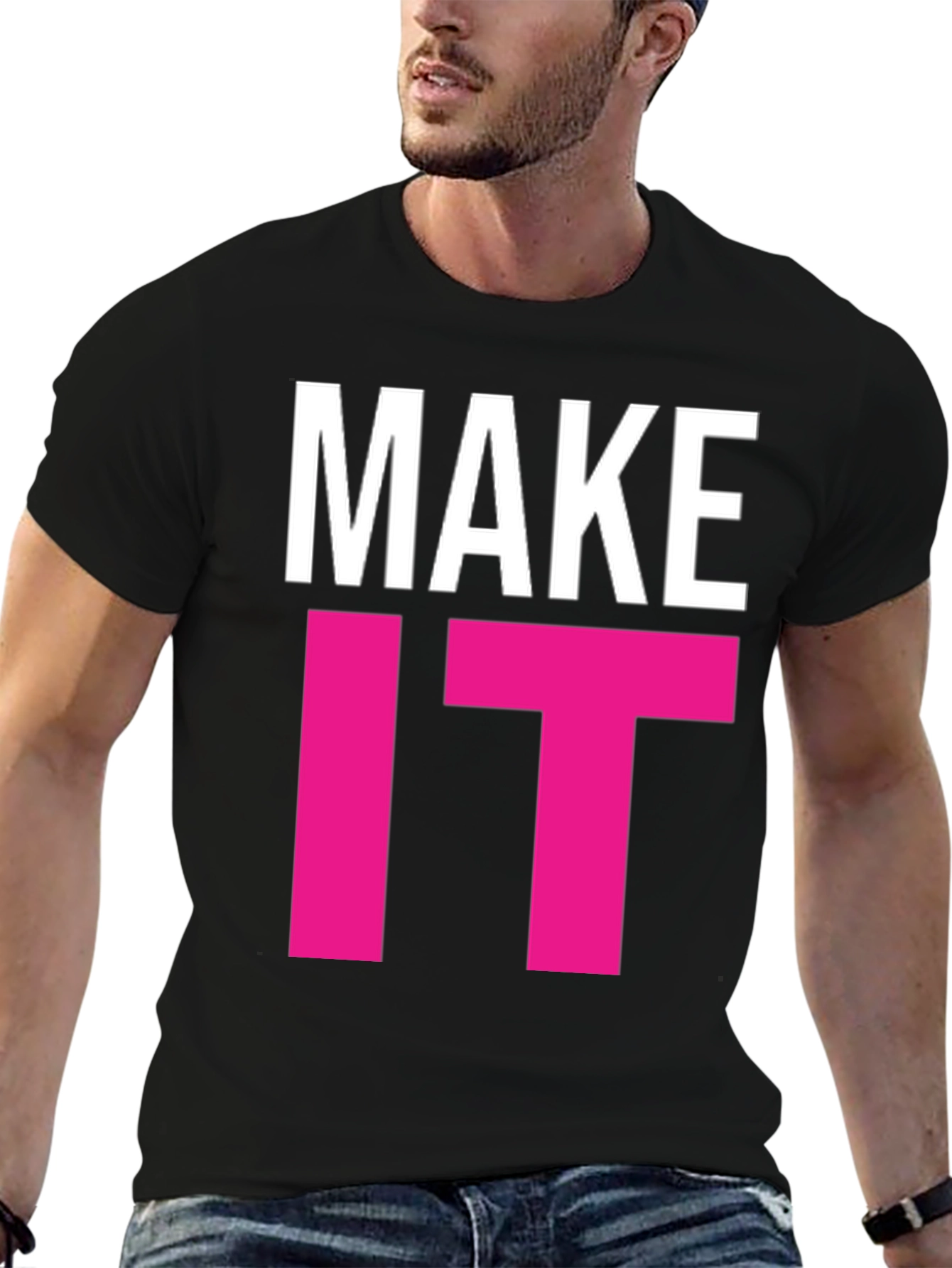 Black Make It Happen Graphic Tee - Bold Statement T-Shirt view 6