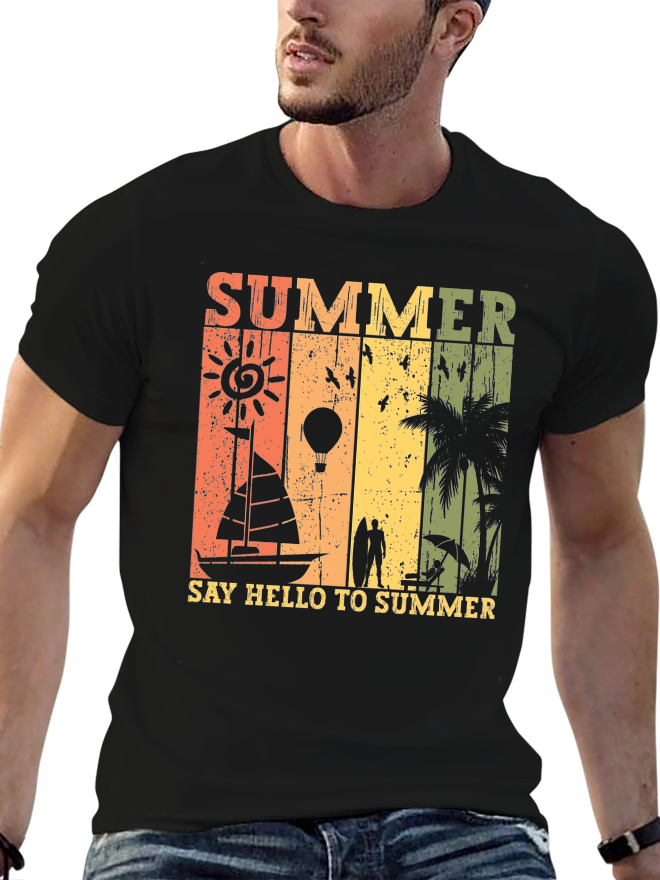 Black Summer Vacation T-Shirt: Beach Vibes Tee view 6