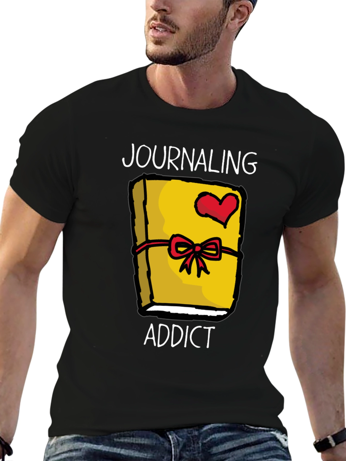 Black Journaling Addict Graphic Tee - Novelty Journal Lover Shirt view 6