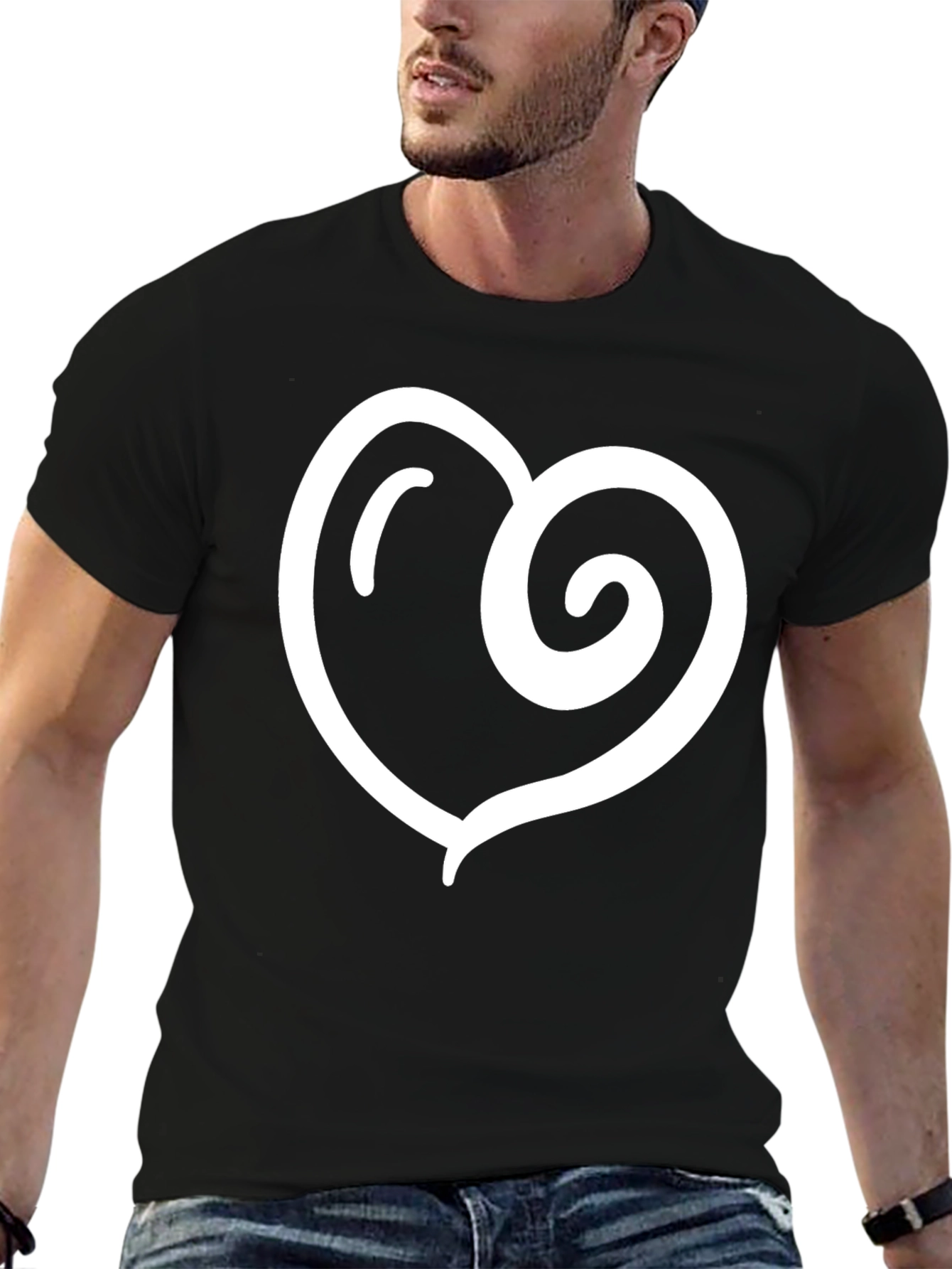 Black Heart Swirl Graphic Black T-Shirt view 6