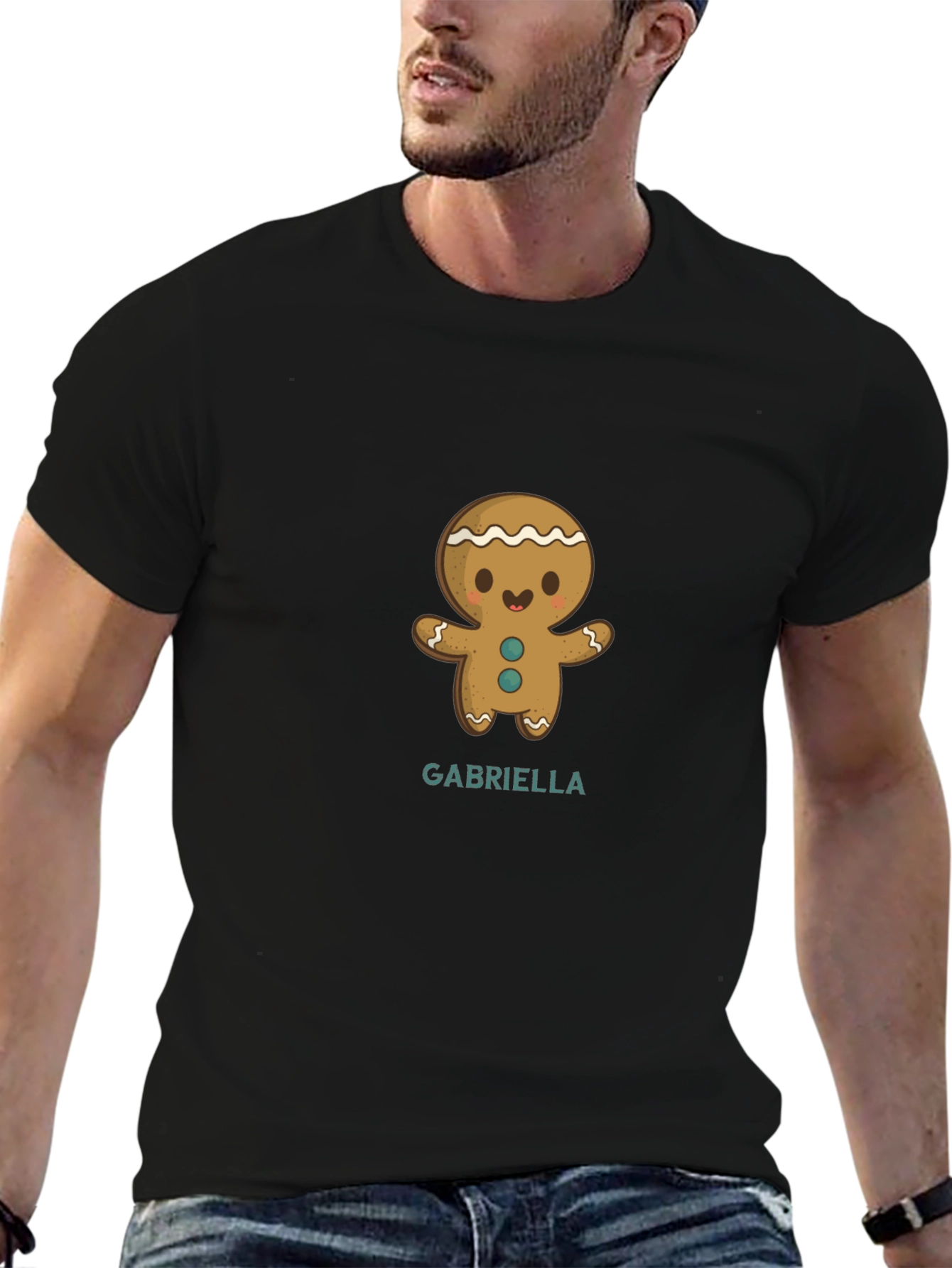 Black Gingerbread Man Personalized T-Shirt view 6