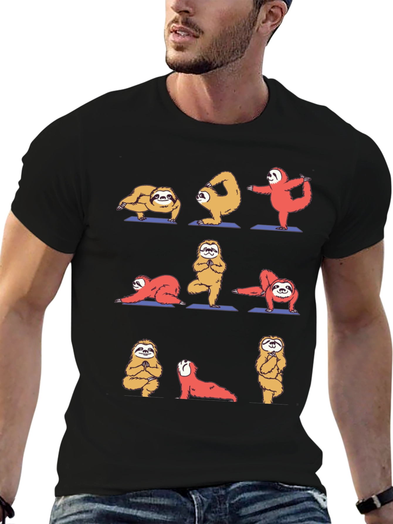 Black Yoga Sloth Graphic Tee view 6