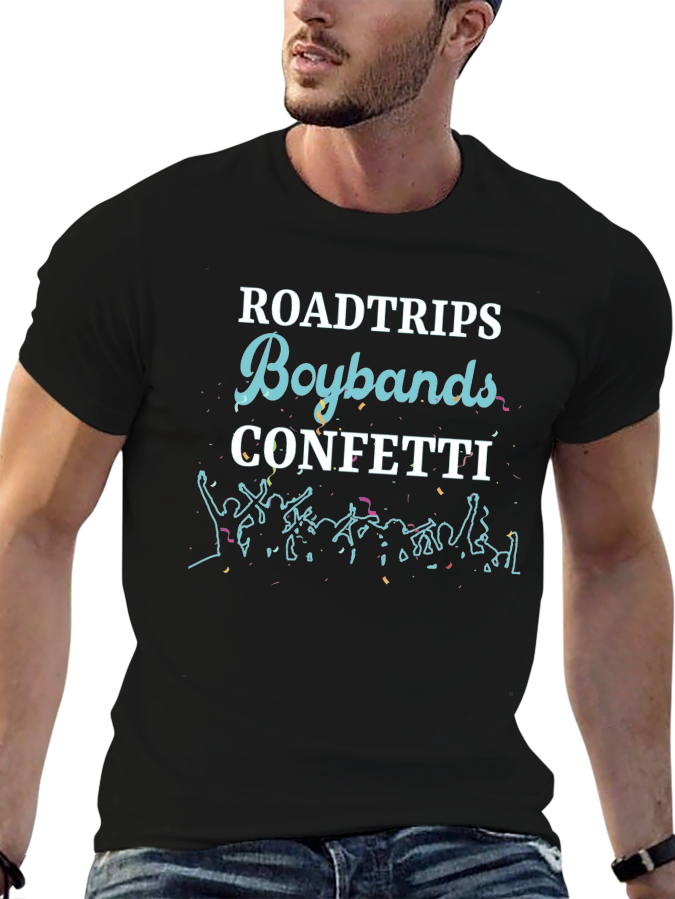 Black Roadtrips Boybands Confetti Black Graphic Tee view 6