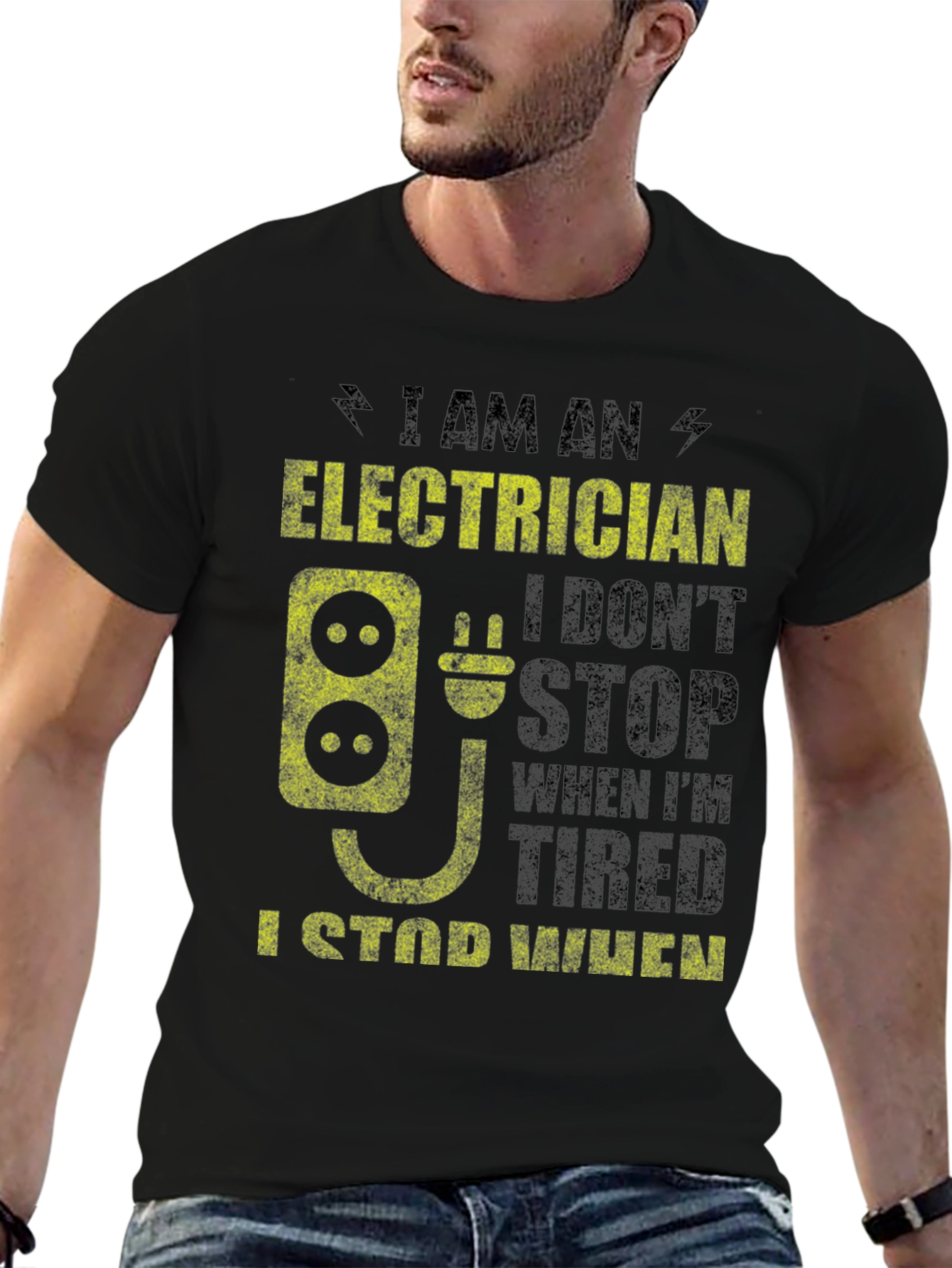 Black Electrician T-Shirt - Funny Electrical Worker Tee view 6